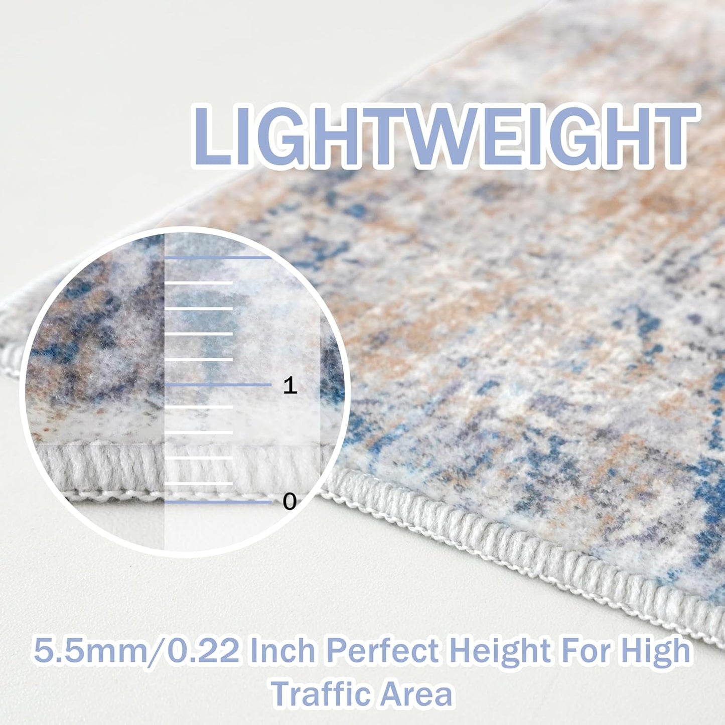 IOHOUZE Abstract Area Rugs 9x12 Ft Washable Large Rugs for Living Room, Non Slip Dining Room Rug, Printed Faux Wool Rugs for Bedroom, Floor Carpet for Office Nursery Playroom, Blue Rust