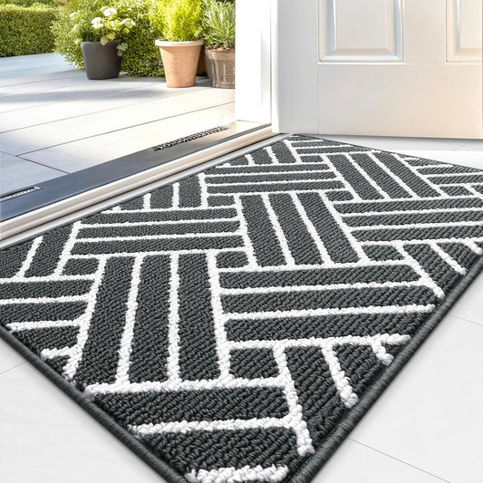 OLANLY Indoor Door Mat, 32x20 Inch, Dirt Resistant and Absorbent, Non-Slip Rubber Backing Floor Mats, Easy Clean Low-Profile Doormat for Entryway, Front Door, and Inside Entrance, Charcoal
