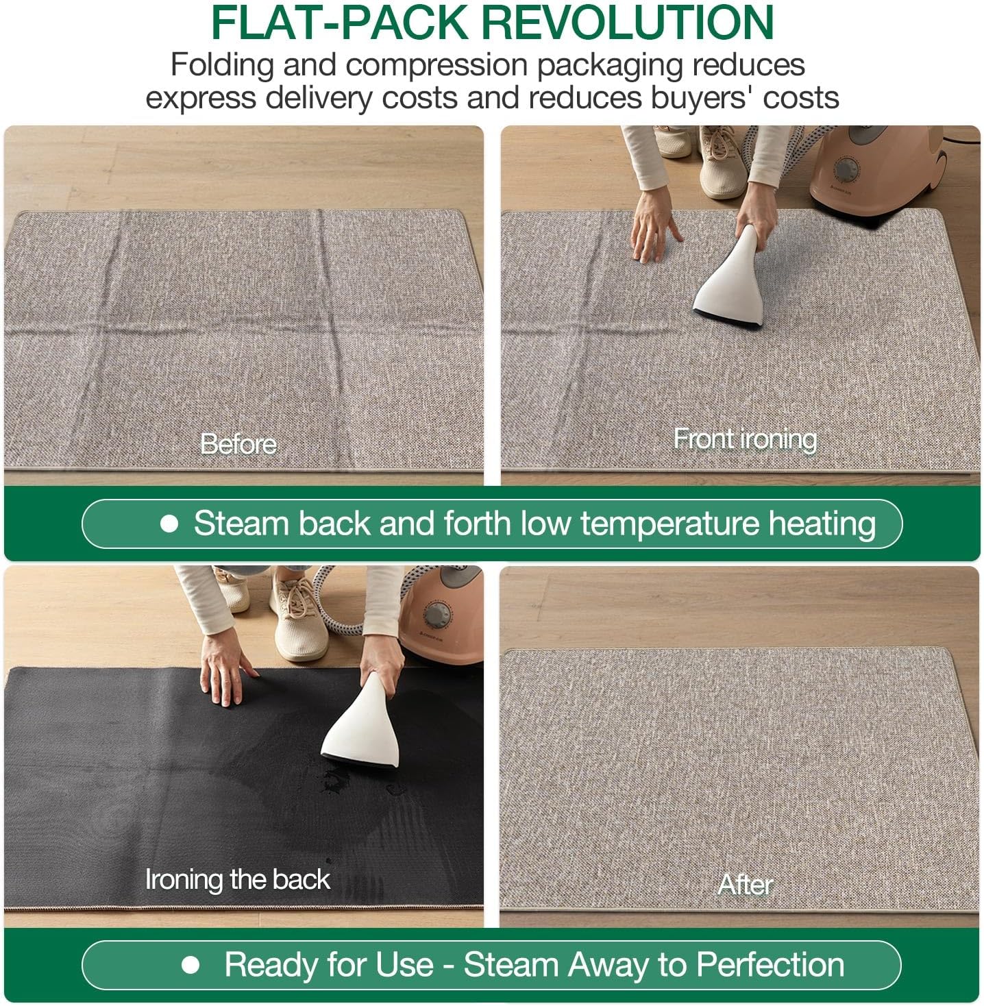 LUMI Ultra Thin Door Mat for Entryway, Low Profile Non Slip Rubber Backing Indoor Doormat, Easy Clean Welcome Entrance Mat for Inside House, Patio,Beige 32"x48"