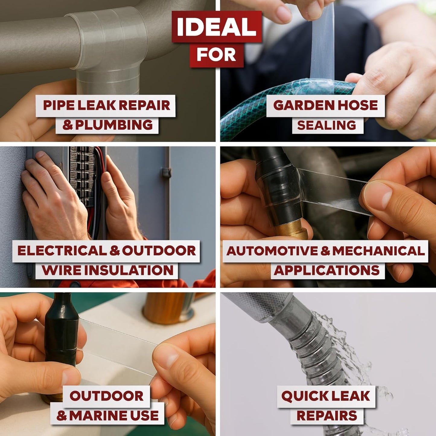 XFasten Self Fusing Silicone Tape Waterproof Clear – 1" x 36 Feet, Self Amalgamating Tape, Silicone Rubber for Plumbing, Sealing Pipes, Hose Repair, Outdoor Coax and Electrical Cables – Weatherproof