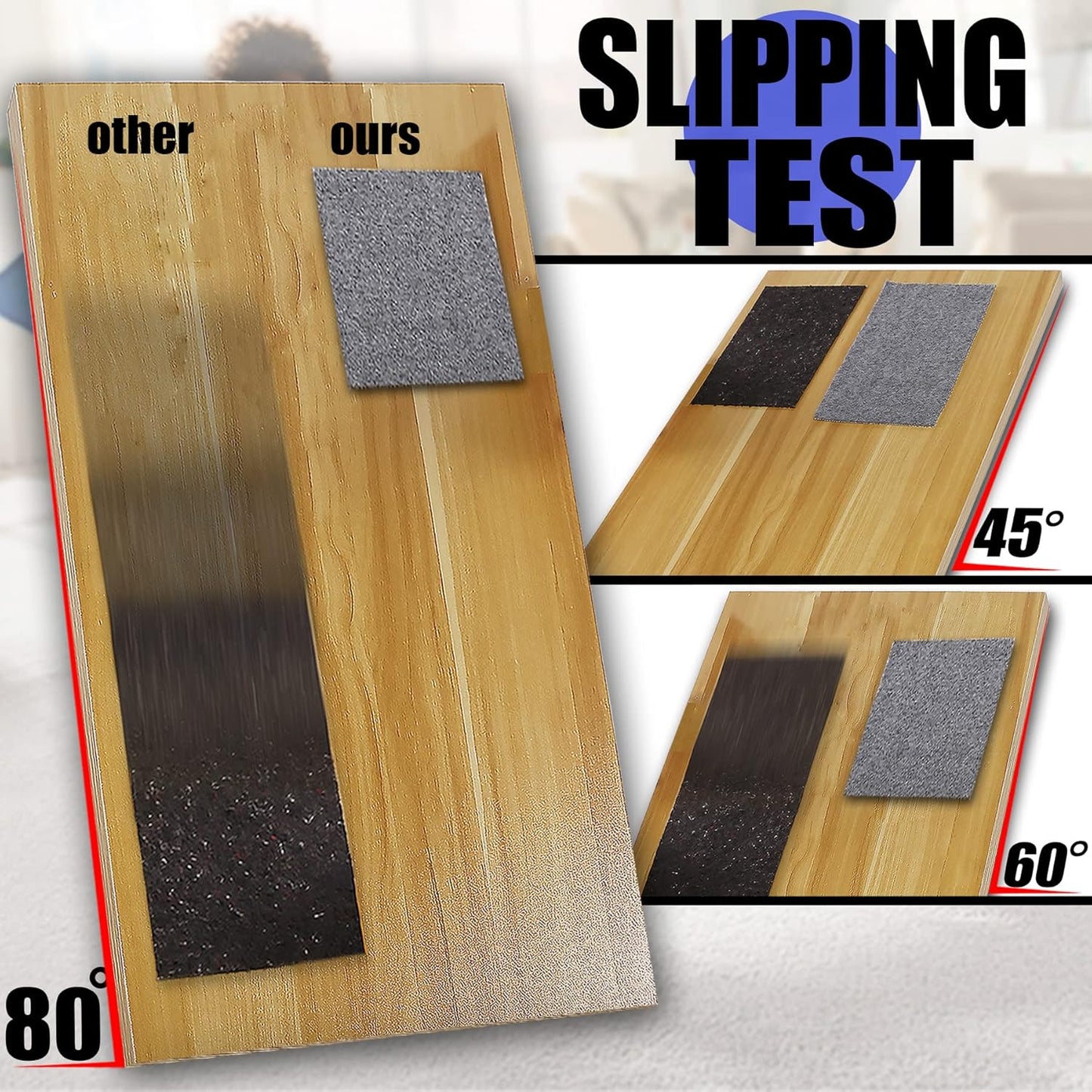 Non Slip Rug Pad Grippers - 2x6, 1/4" Thick, Felt + Rubber Double Layers Area Carpet Mat Tap, Provides Protection and Cushioning for Hardwood or Tile Floors