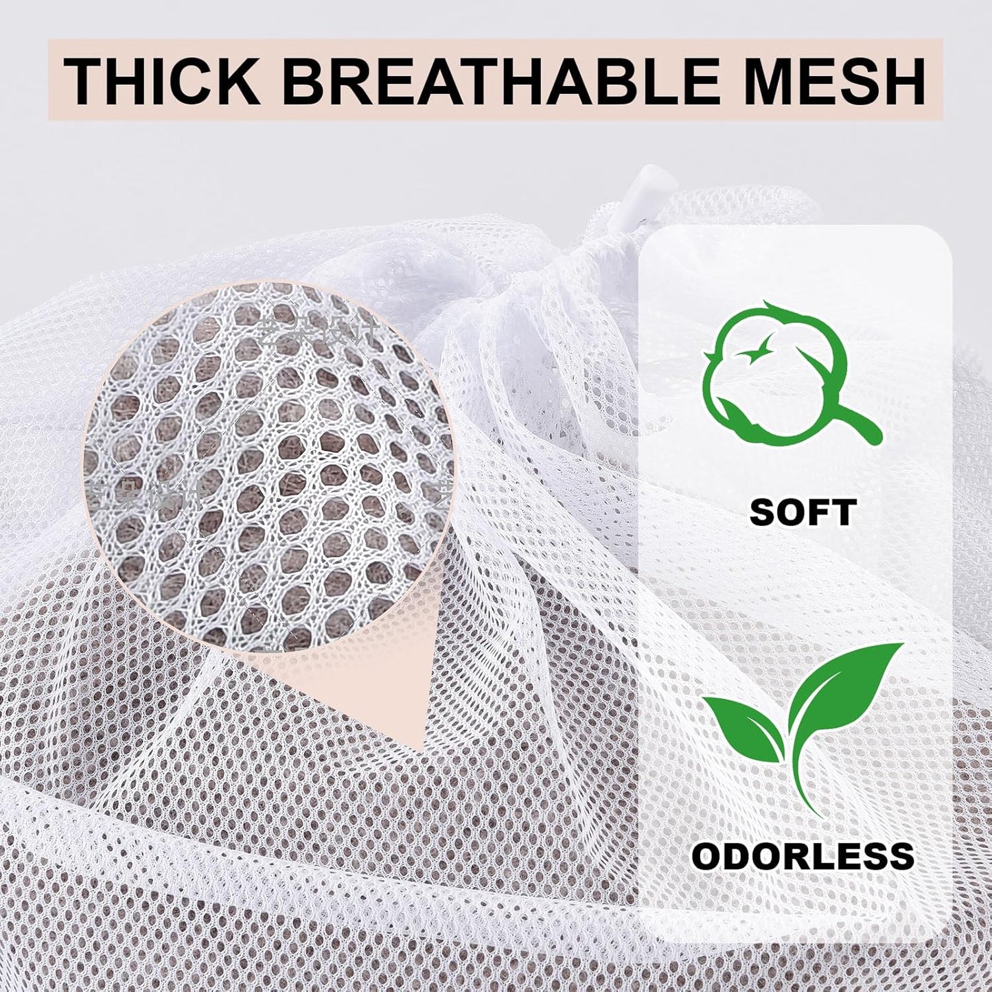 10-Pack Mesh Laundry Bags, 24 × 36 Inch Heavy-Duty Drawstring Mesh Bag Set (5 Black & 5 White) – Large Wash Bags for College, Dorm, Travel, Family & Apartment Use