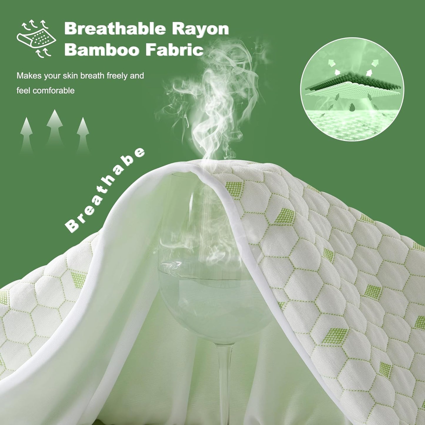 Waterproof Mattress Protector, Queen Size Mattress Pad Fitted 6"-18" Deep Pocket, 3D Air Fabric Breathable Bed Mattress Cover Noiseless Washable for Home, Bedroom, Hotel