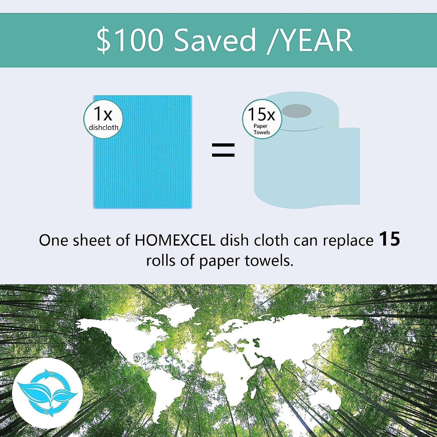 HOMEXCEL Swedish Dishcloths for Kitchen 10 Pack, Sponge Dish Cloth for Counters & Washing Dishes, Reusable and Absorbent Paper Towels, 3 Colors Assorted