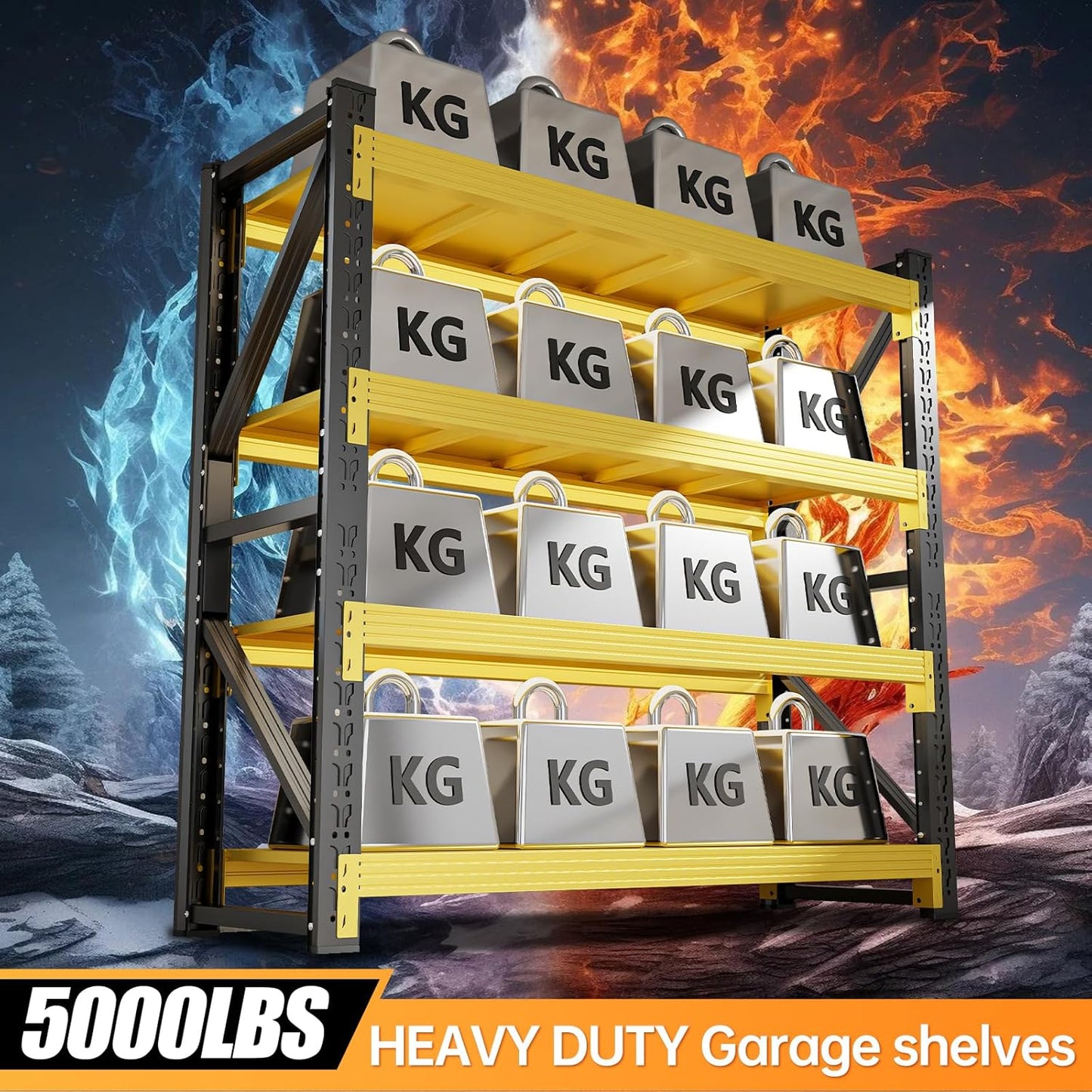 60" W Storage Shelves Heavy Duty, 4 Tier Metal Garage Shelving Units, 5000LBS Heavy Duty Adjustable Shelf, Garage Storage Rack, Industrial Shelving for Shop, Warehouse,60" W x 20" D x 79" H