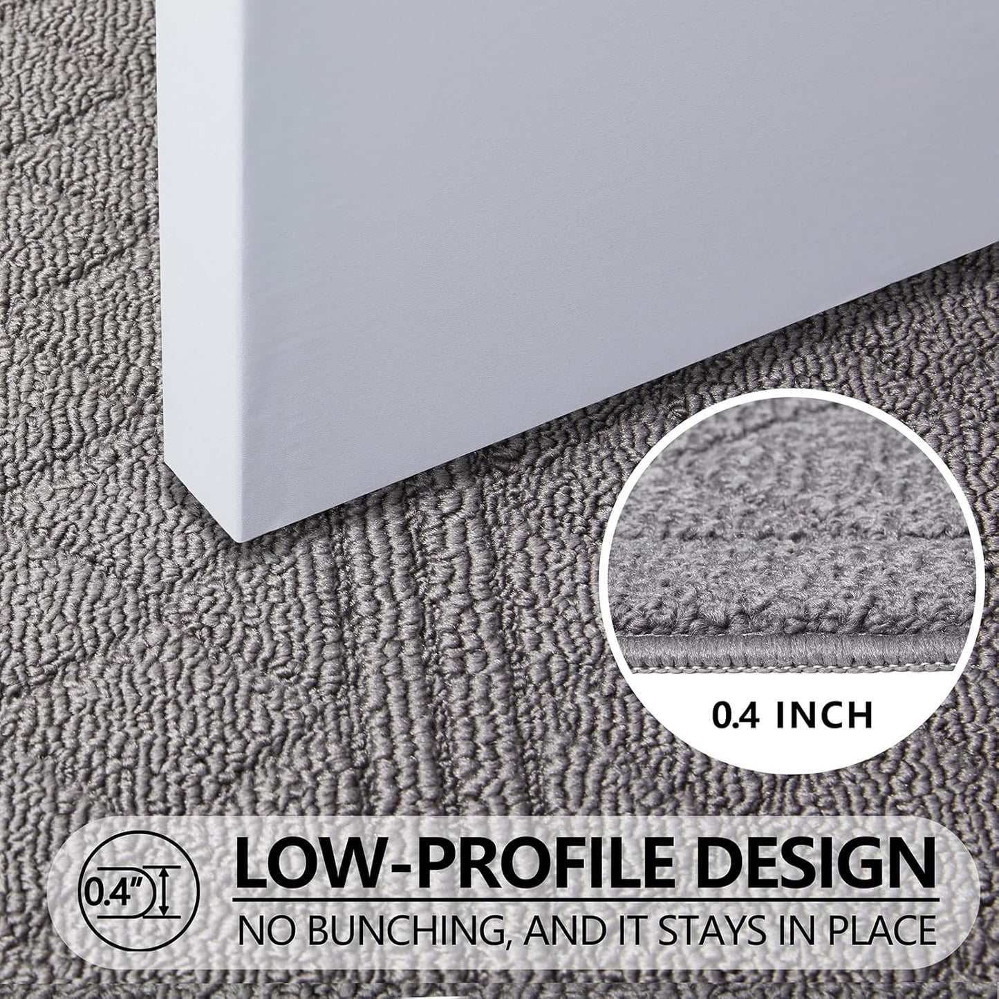 REFETONE Indoor Doormat, Front Back Door Mat 20"x32" Rubber Backing Non Slip Mats, Absorbent Resist Dirt Entrance Rugs for Entryway, Washable Low-Profile Inside Floor Mat for Muddy Wet Shoes, Grey