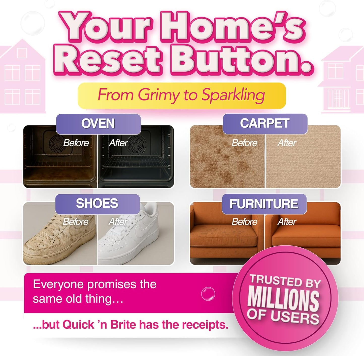 Quick 'n Brite All Purpose Cleaning Paste – Miracle Cleaner for Tough Stains, Biodegradable, Non-Toxic, Pet-Safe, Multi-Surface Stain Remover, Made in USA, 12 Oz