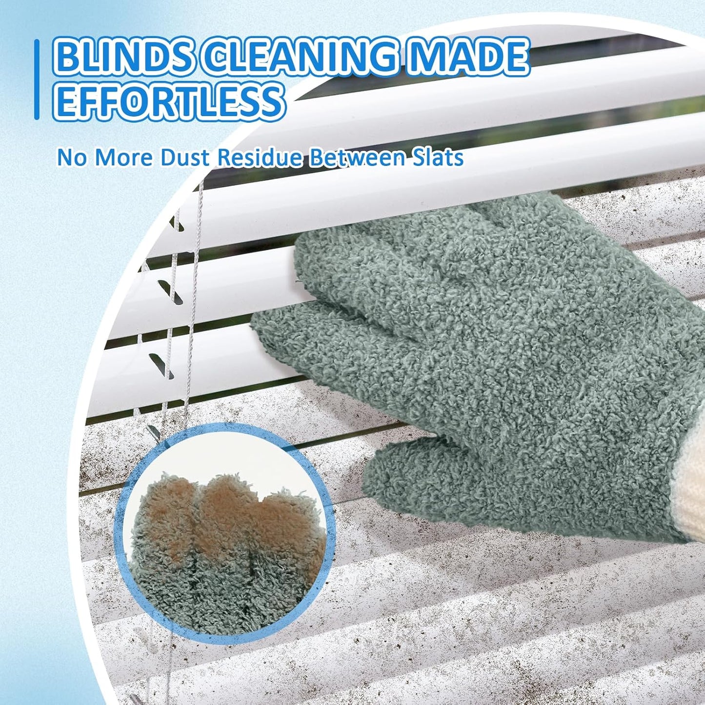 MIG4U 4 Pairs Microfiber Gloves - Dusting Gloves for House Cleaning - Washable Blind Cleaner Duster Tool (Blue/Pink/Gray/Navy,S/M)