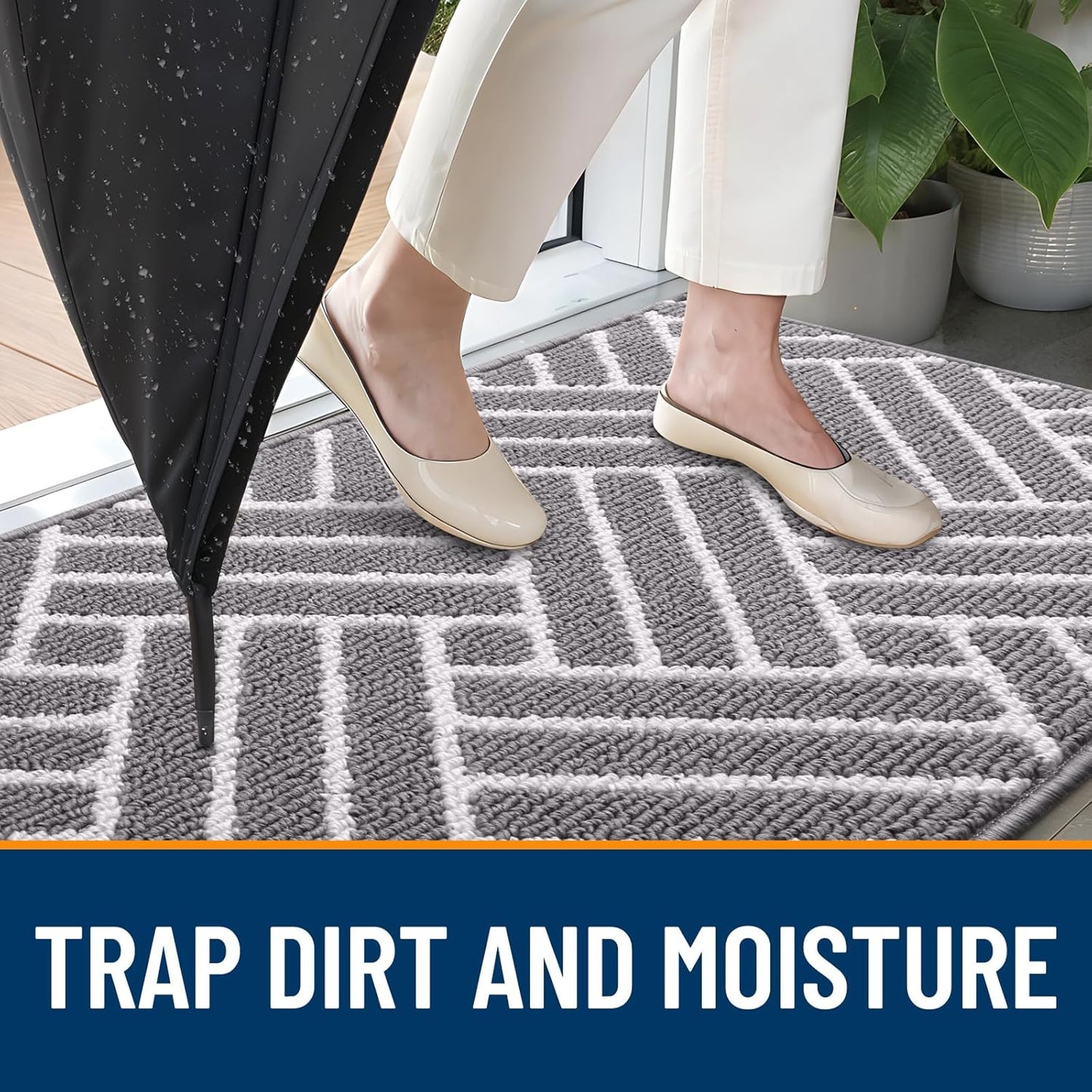 OLANLY Runner Indoor Door Mat, 47x23 Inch, Dirt Resistant and Absorbent, Non-Slip Rubber Backing Floor Mats, Easy Clean Low-Profile Doormat for Entryway, Front Door, and Inside Entrance, Grey