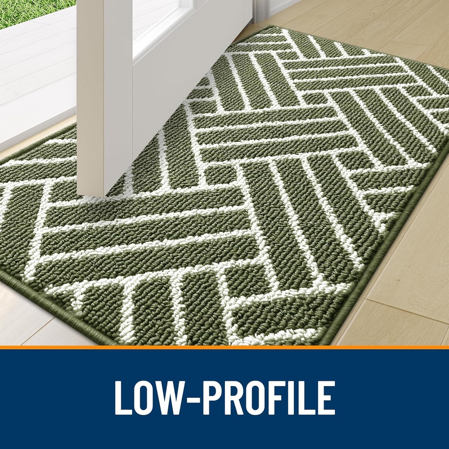 OLANLY Indoor Door Mat, 36x24 Inch, Dirt Resistant and Absorbent, Non-Slip Rubber Backing Floor Mats, Easy Clean Low-Profile Doormat for Entryway, Front Door, and Inside Entrance, Green