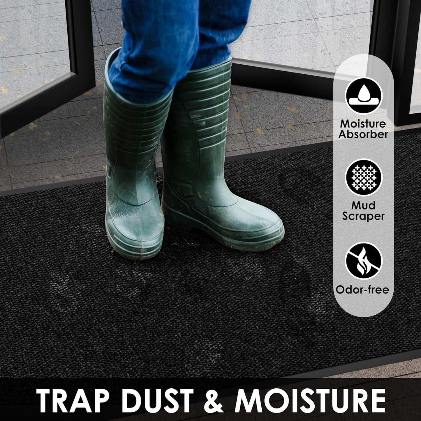 3′ x 62′ Front Door Mat Indoor Outdoor Entrance, Commercial Floor Mat Heavy Duty Dirt Trapper Entryway Doormat, Custom Size Non Slip Rubber Backing Welcome mat, Door Mat for High Traffic Area