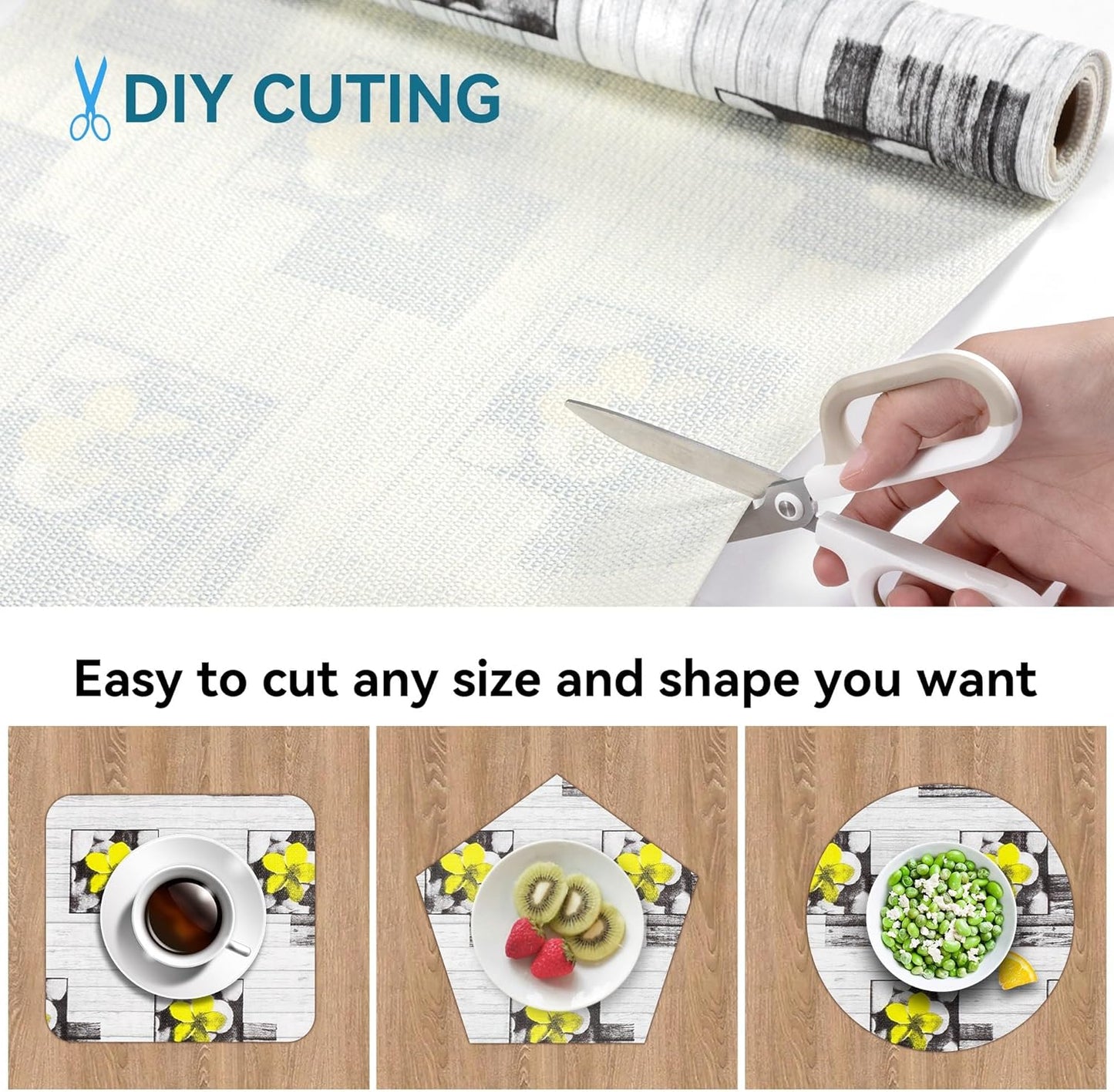 Non Adhesive Shelf Liner 12" W x 240" L Kitchen Drawer Liner Pantry Liner for Shelves Cupboard Liner Kitchen Cabinet Cover Easy to Trim