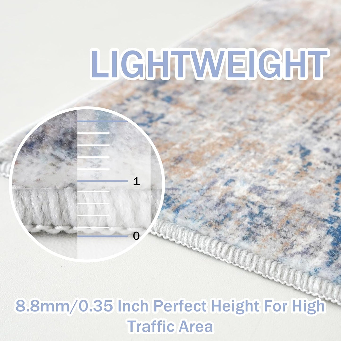 IOHOUZE Round Area Rug 5 Ft Circle Entryway Rugs Round Washable Door Mat Indoor Entrance, Non Slip Circle Front Door Rug, Printed Abstract Faux Wool Floor Carpet for Foyer Porch Sink, Blue Rust