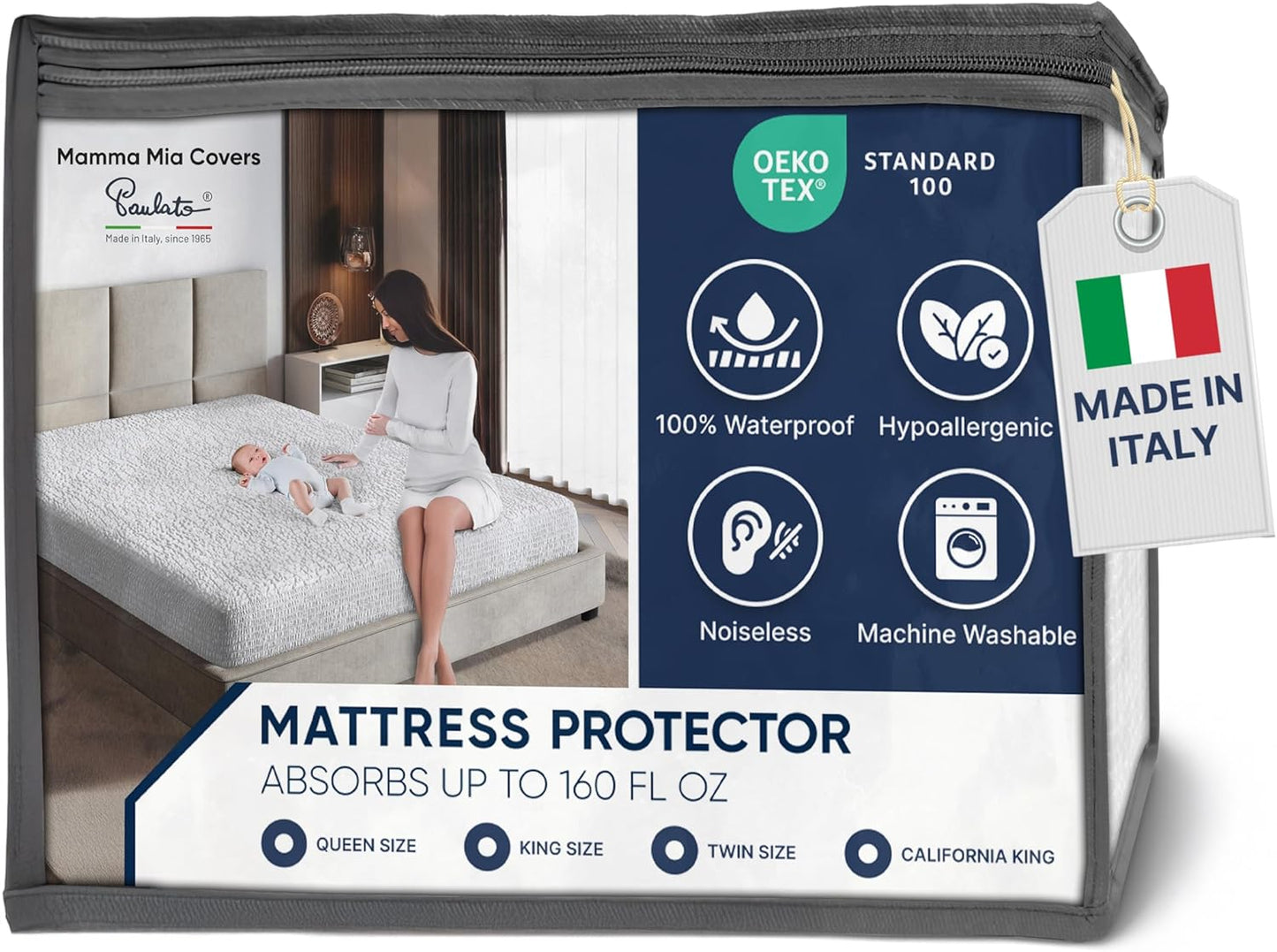 PAULATO BY GA.I.CO Twin Waterproof Mattress Protector – Mattress Cover for Twin Size Bed – Breathable Noiseless Hypoallergenic Machine Washable – Water Proof Protector with Deep Elastic Skirt