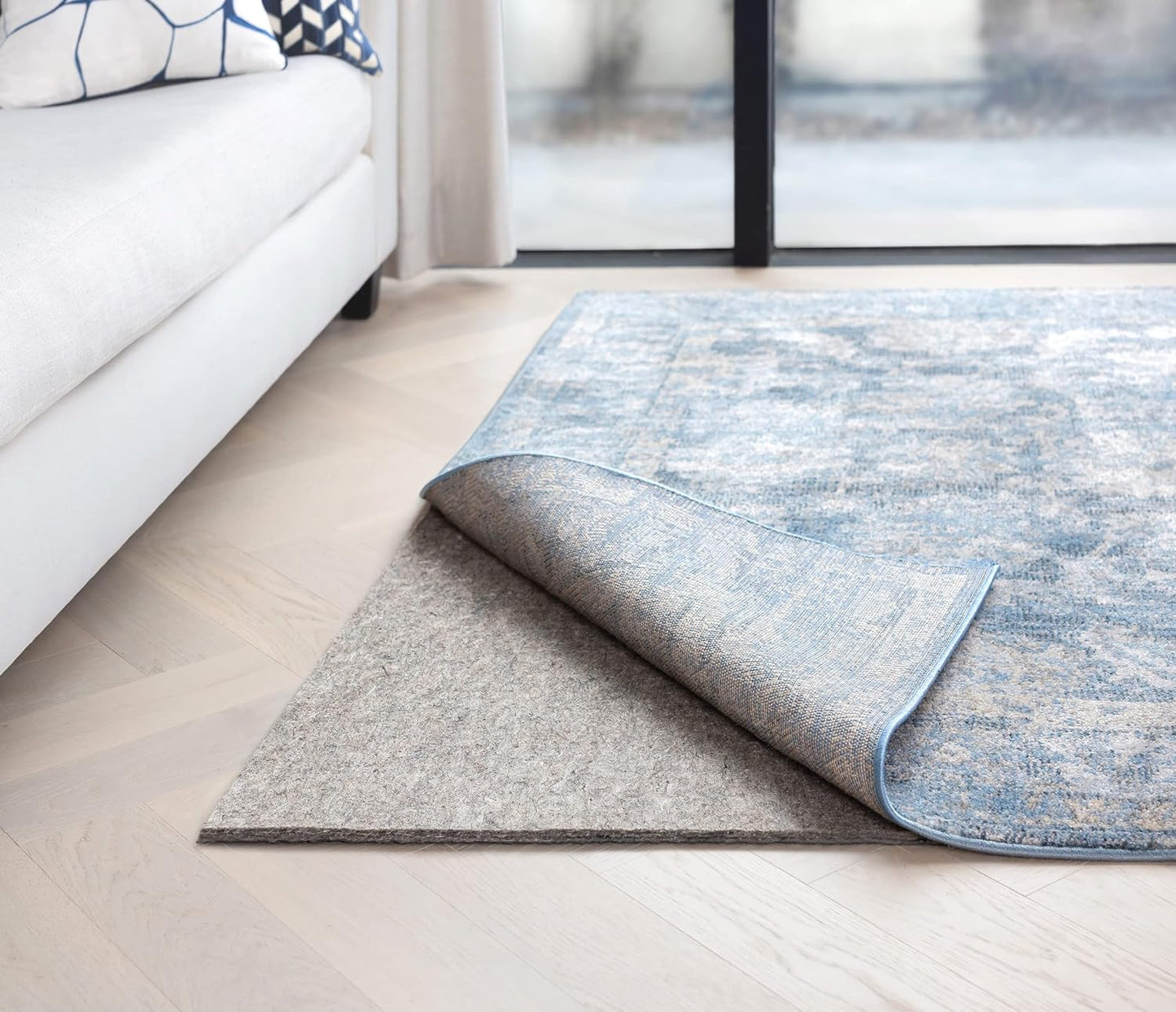 RUGPADUSA - Dual Surface - 3'x5' - 1/2" Thick - Felt + Rubber - Non-Slip Backing Rug Pad - Adds Comfort and Protection - for Hard Surface Floors