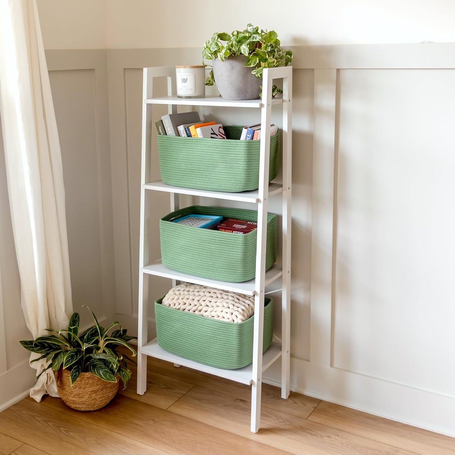 NaturalCozy Storage Baskets 16.8”x13”x7.6” Cotton Rope Woven Baskets for Organizing 3-Pack | Toy Storage Bins | Basket for Shelves, Laundry, Blanket, Clothes, Closet, Kitchen, Bathroom, Gifts