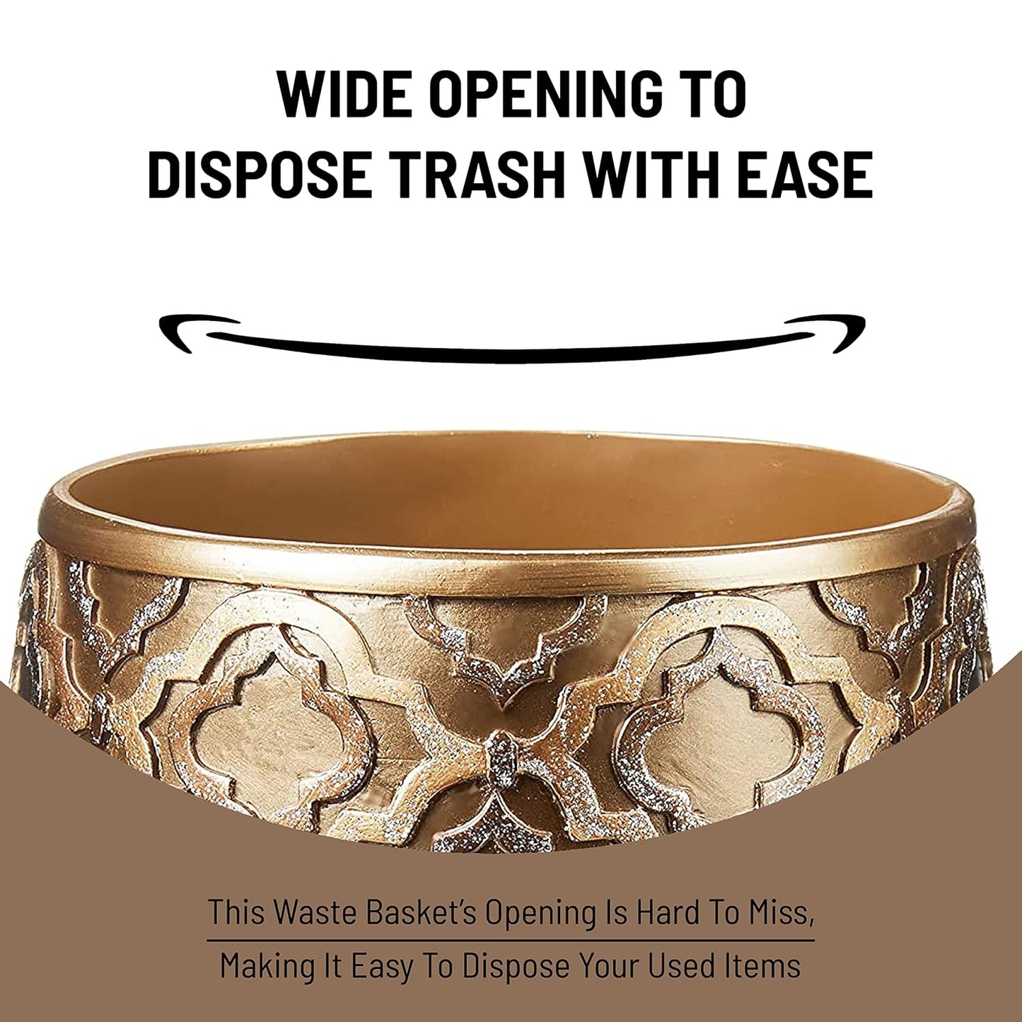 Zahari Home Decorative Trash Can for Bathroom, Office & Bedroom - 2.1 Gallons Stylish & Small Trash Can for Dorms, Desktop & Restroom - Chic Waste Basket for Compact Spaces, Spindle