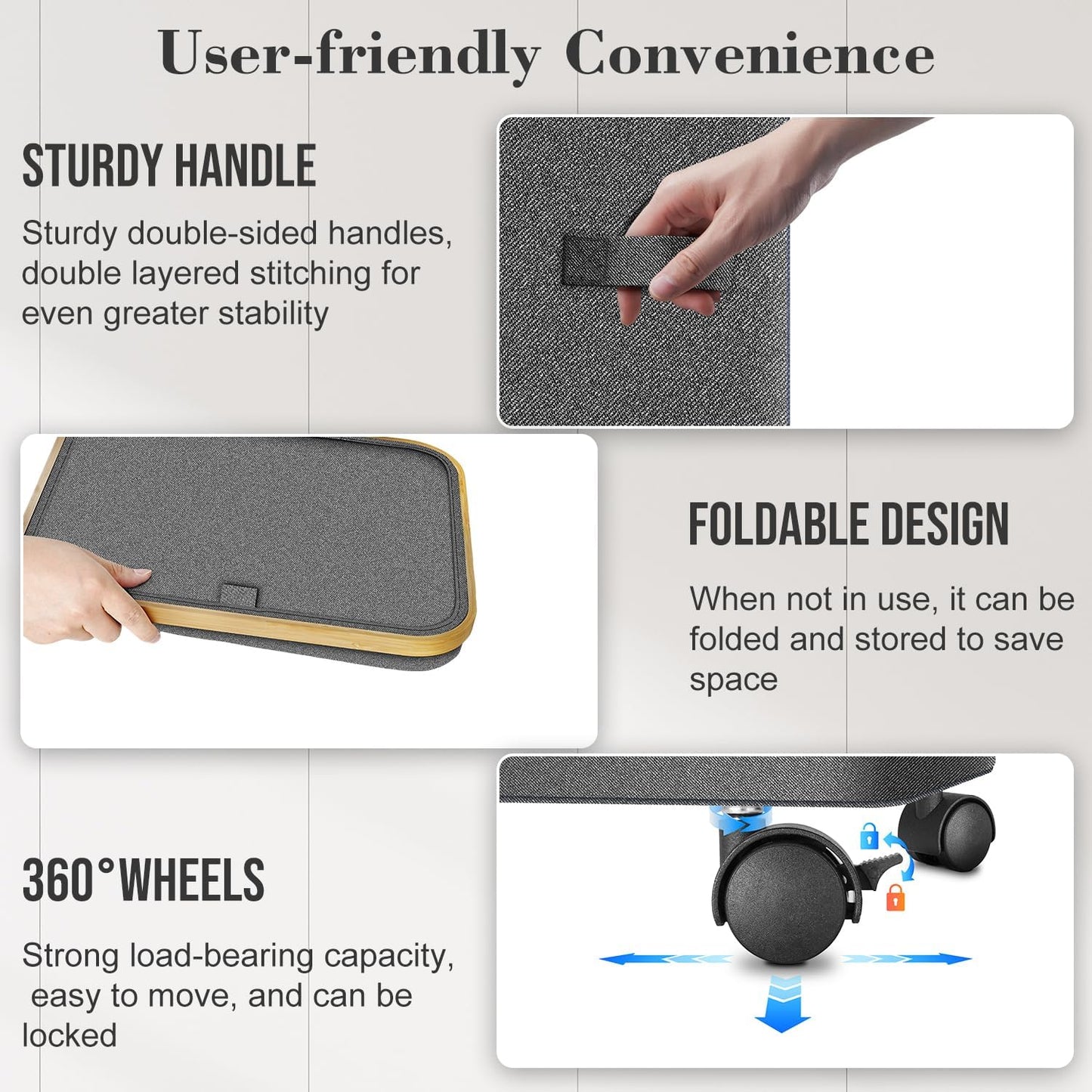 Laundry Hamper with Wheels,29 Gal (110L) Laundry Basket with lid Rolling Clothes Hamper Foldable Dirty Clothes Basket on wheels with Bamboo Frame and Bag for Bedroom, Dorm, Laundry Room-Grey