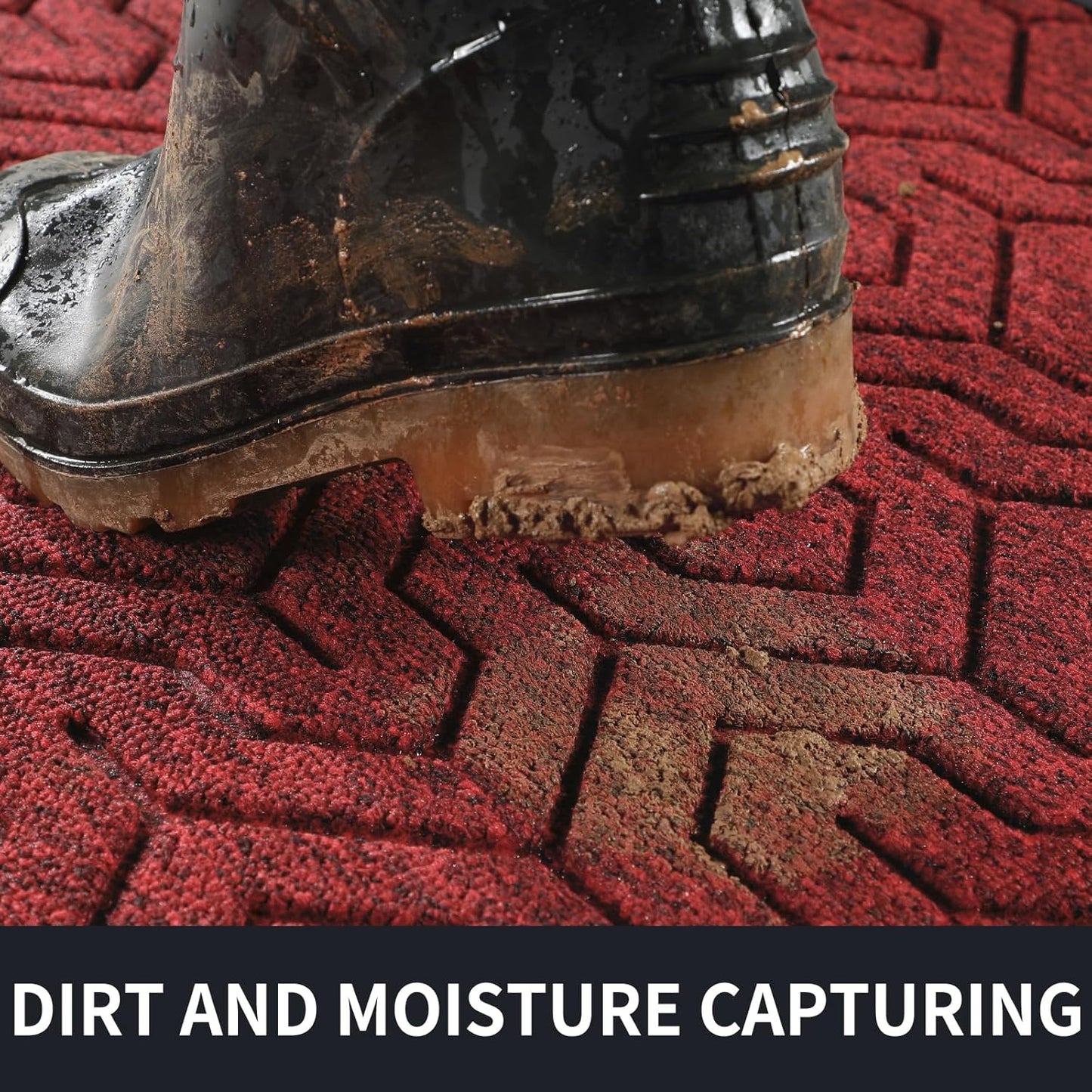 Yimobra Large Door Mat Outside Entrance 36x24, Waterproof Heavy Duty Outdoor Mats for Front Door, Non Slip Rubber Entry Mat for Garage Patio, Easy Clean, Black Red