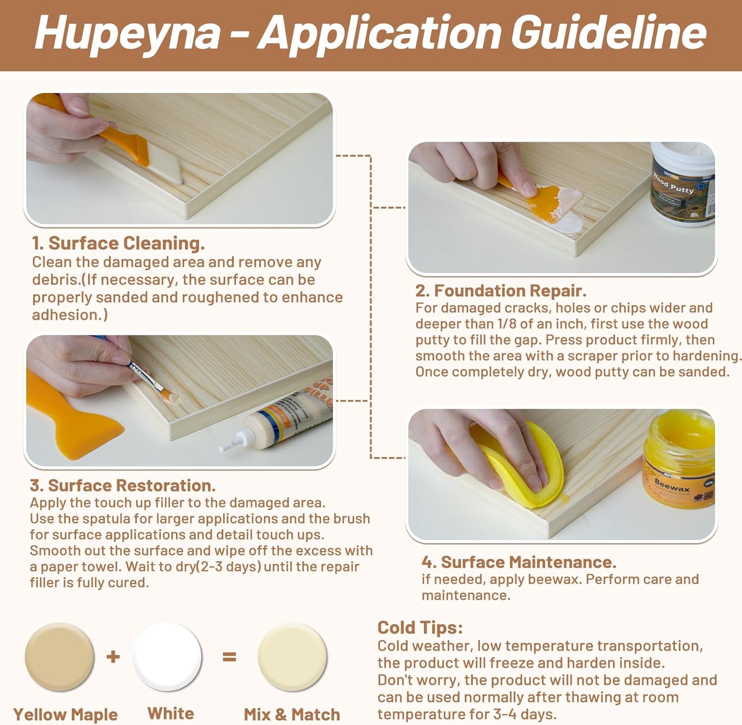 Wood Repair Kit, Wood Furniture Repair Kit, Wood Filler, Wood Putty and Beeswax- Repair Stains, Scratch, Cracks, Hole, Discoloration for Wooden Door, Table, Cabinet, Bed, Floor (Natural Wood Series)