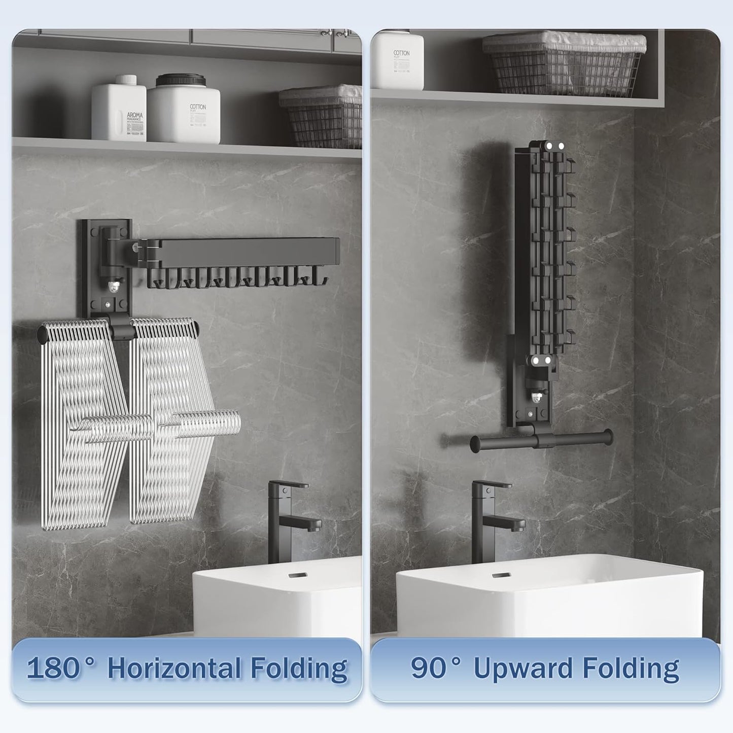 Clothes Drying Rack Wall Mounted(can fold Upward),Laundry Drying Rack,Laundry Room Organization,Wall Mounted Laundry Rack Folding,Retractable Clothing Rack,Collapsible Clothes Hanging Rack