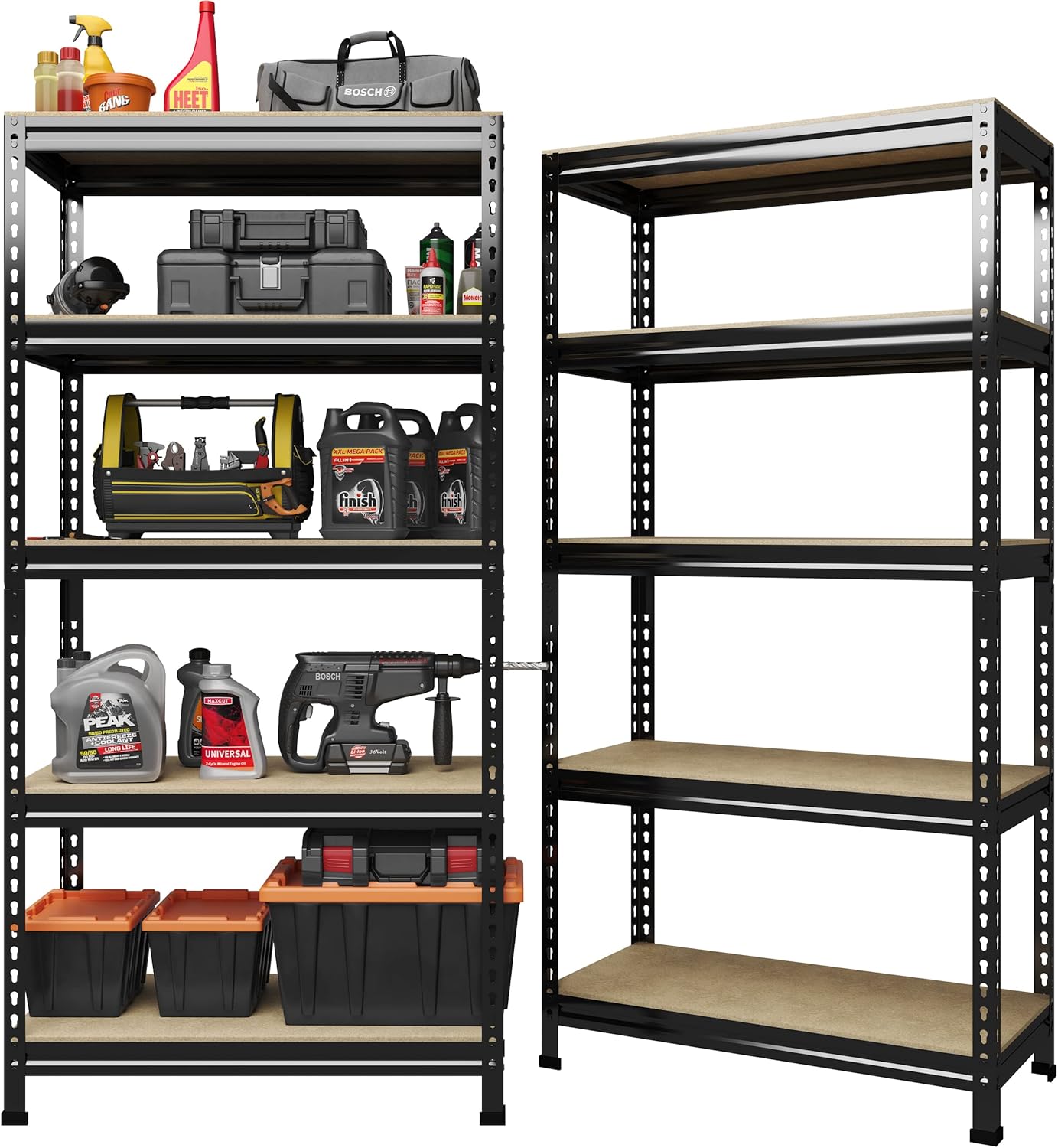 PrimeZone 32"W x 16"D x 63" H Storage Shelves - 2 Pack 5 Tier Adjustable Garage Storage Shelving, Heavy Duty Metal Storage Organizer Utility Rack Shelf Unit for Warehouse Pantry Closet Kitchen, Black