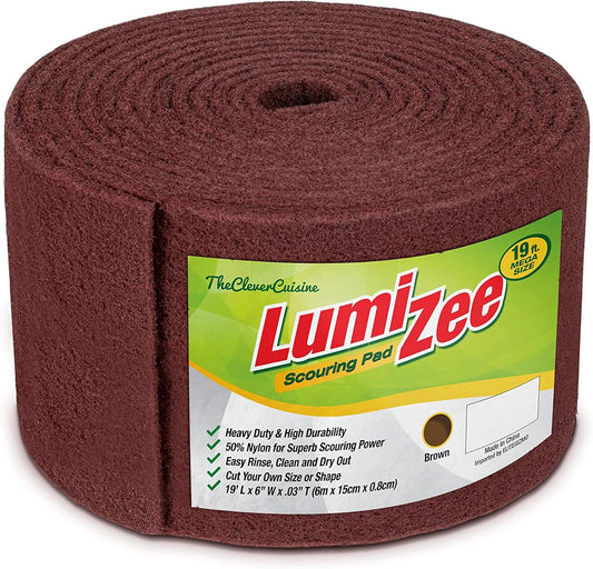 Heavy Duty Scrubbing Pad Roll 19ft Ultra Size Sponge Scouring Pad Brown19ft x 6in x 0.3in (6m x 15cm x 8mm) Tough Stains and Grime Clean Kitchens Floors Bathrooms Walls Windows