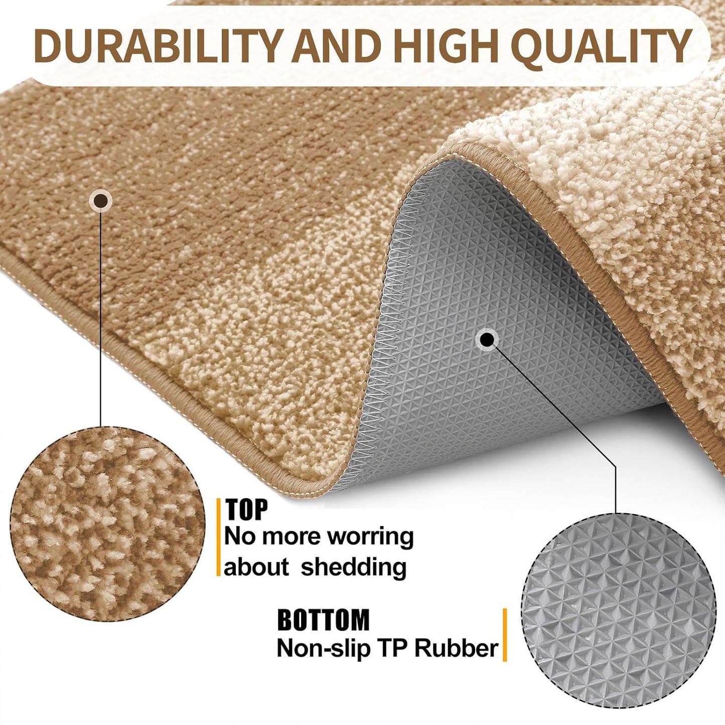 Kitinjoy Indoor Outdoor Door Mat, 36x24 Non-Slip Absorbent Dirt Trapper, Low-Profile Washable Inside Entrance Front Floor Mat, Sturdy Soft Entry Doormats for Entryway, Camel