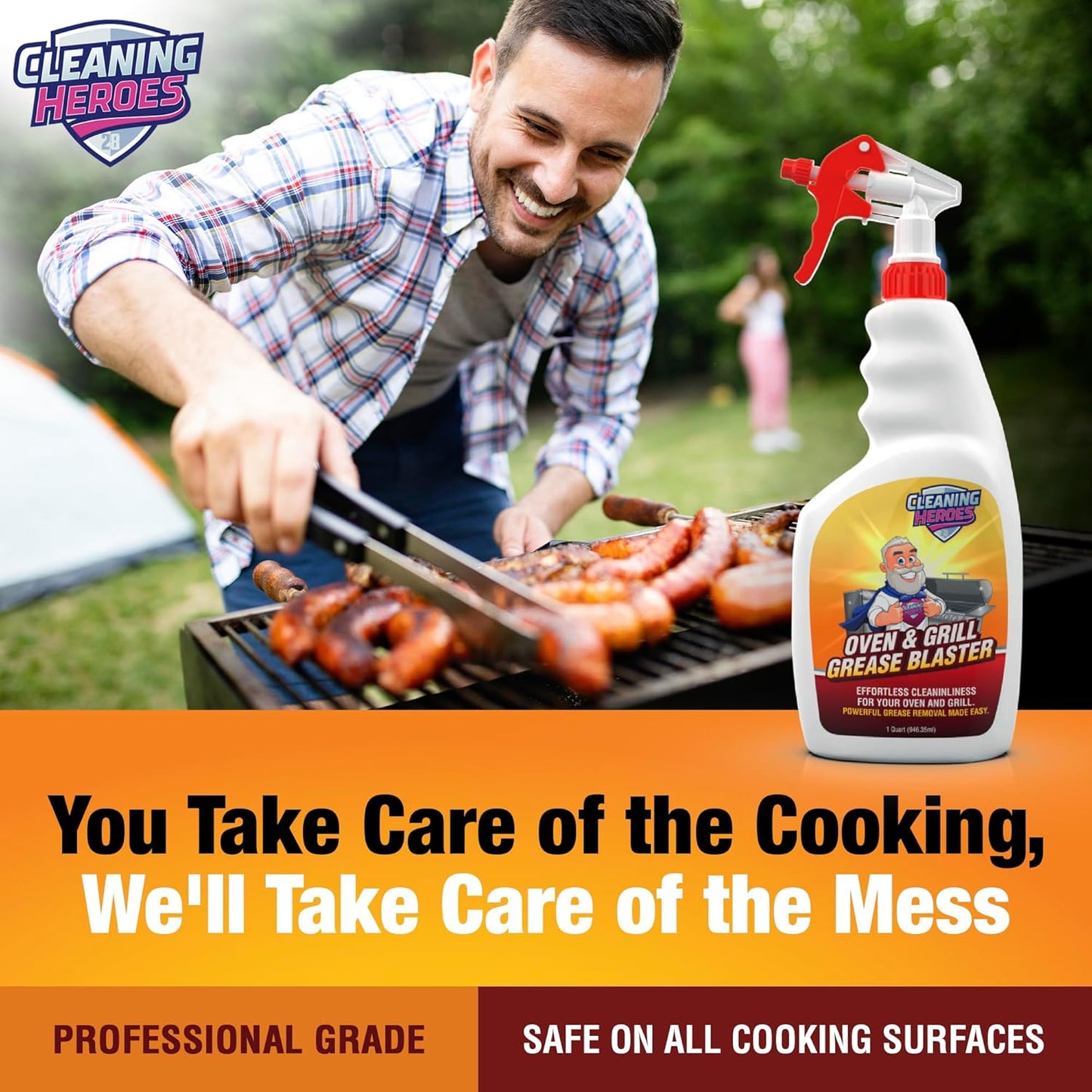 Oven and Grill Cleaner, 32 Fl Oz - BBQ Cleaner and Degreaser - Perfect for Air Fryers, Stoves, Baked-On Grease and Food Buildup