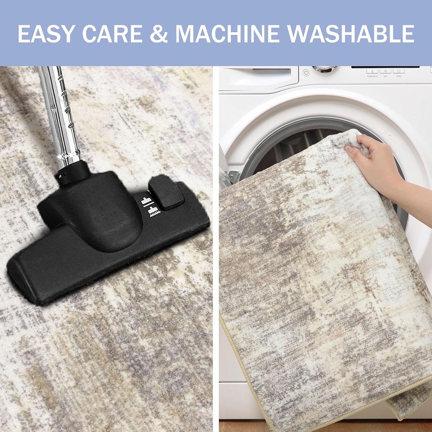 IOHOUZE Abstract Runner Rug 2x10 Ft Washable Runners for Hallways, Non Slip Kitchen Runner Printed Faux Wool Entryway Runner Indoor, Modern Abstract Floor Carpet for Hall Kitchen, Beige Brown