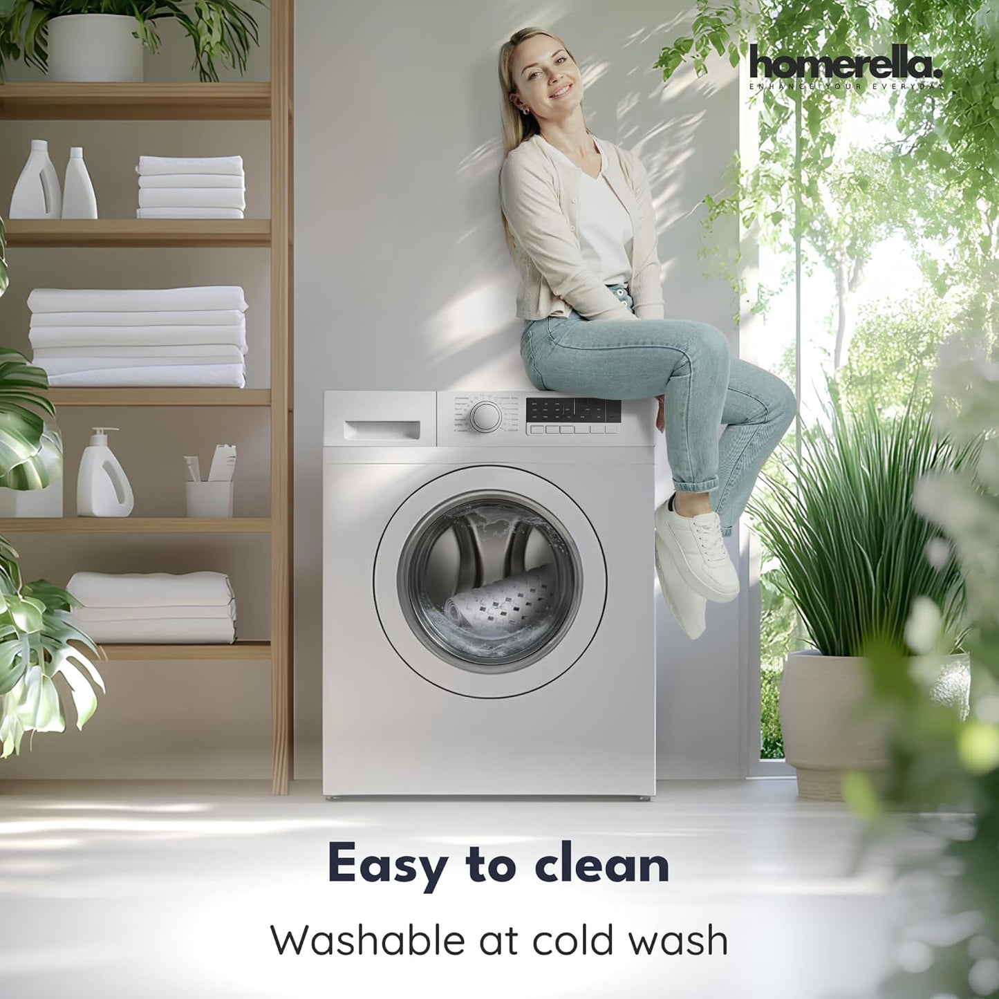 homerella® Bathtub Mat Non Slip 35x16, Incl. Hooks for Drying, Extra Long, 100% BPA Free, Shower Mat Non Slip Anti Mold, Machine Washable, Shower Mats for Inside Shower Mildew Resistant