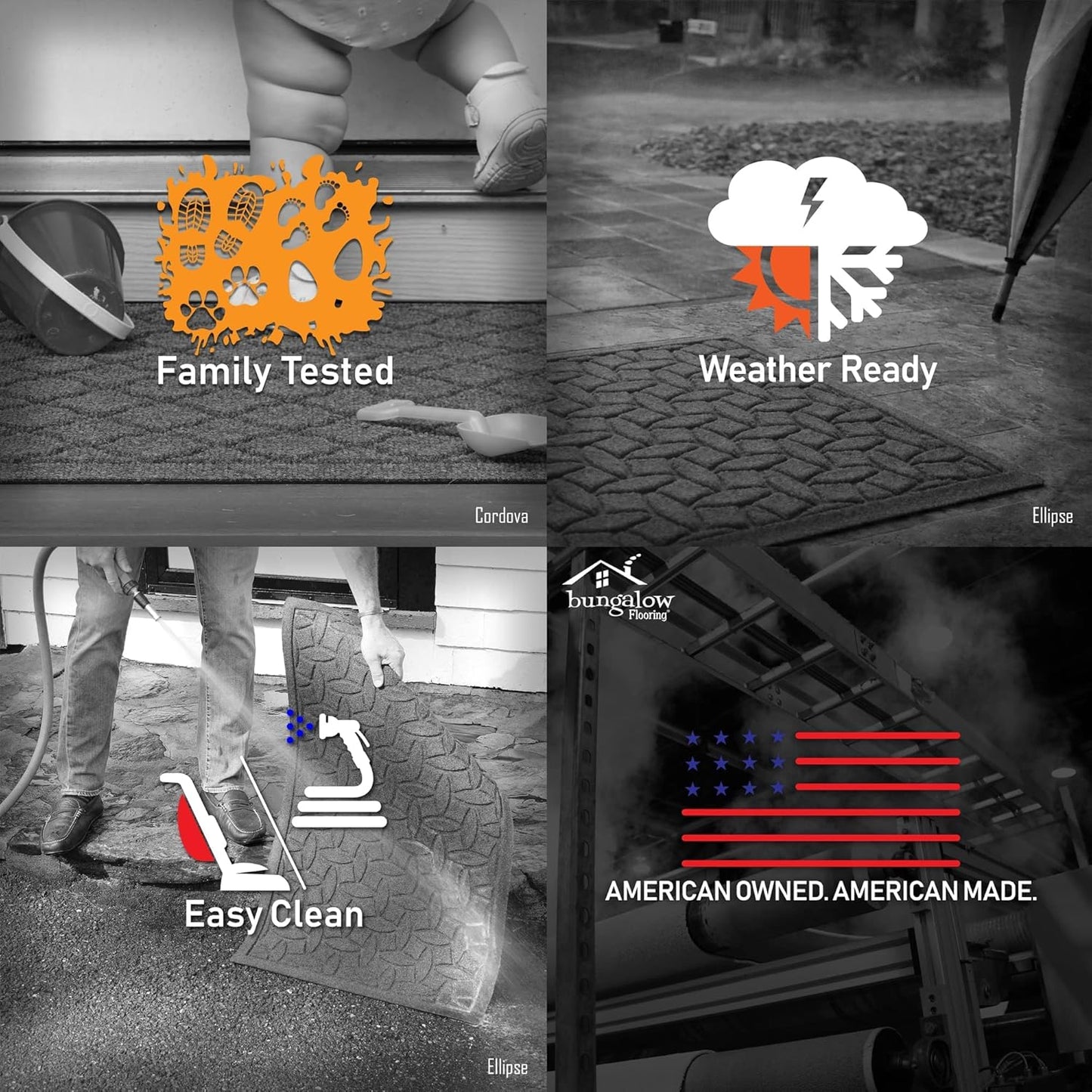 WaterHog Heavy Duty Doorway Mat, 2' x 3', Made in USA, Durable & Skid-Resistant Entryway Mat, Water-Trapping, Indoor/Outdoor Decorative Floor Covering, Cordova Collection, Charcoal