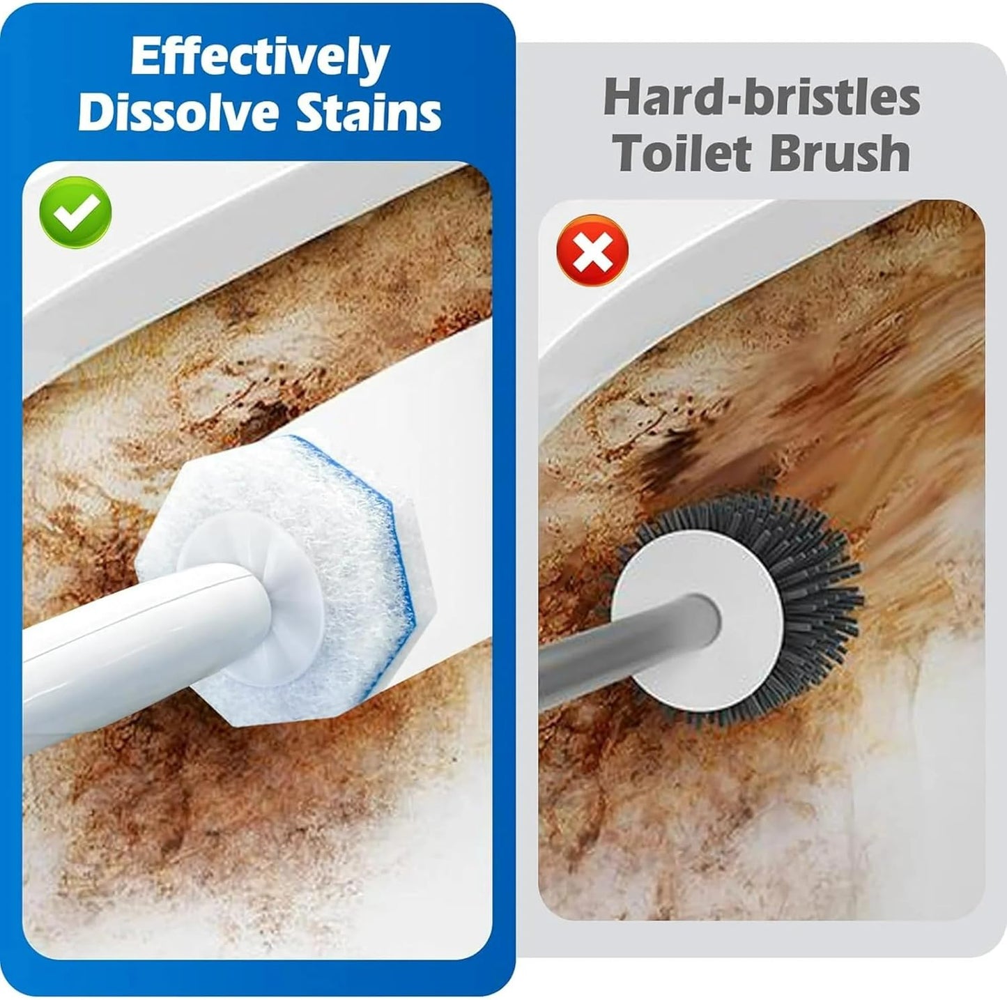 Disposable Toilet Wand Refill Compatible with Clorox Toilet Brush, 60 Count Disposable Heads for Deep Cleaning