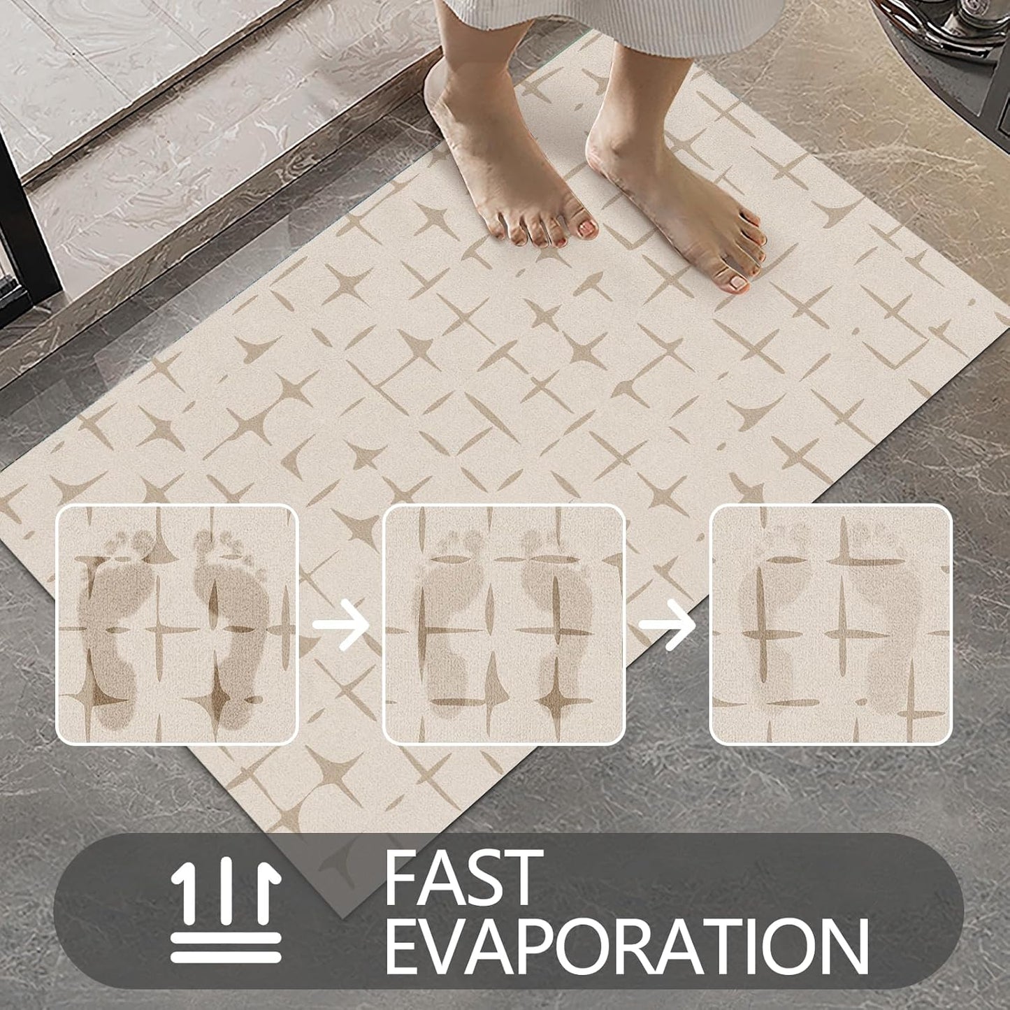 Ultra Thin Door Mat Indoor Entrance, 1/10 in Thin Door Mats for Inside Entry, Non-Slip Rubber Backing Washable Doormat, Fade Resistant, Absorbent, Low Profile Dirt Trapper, 30"X17"