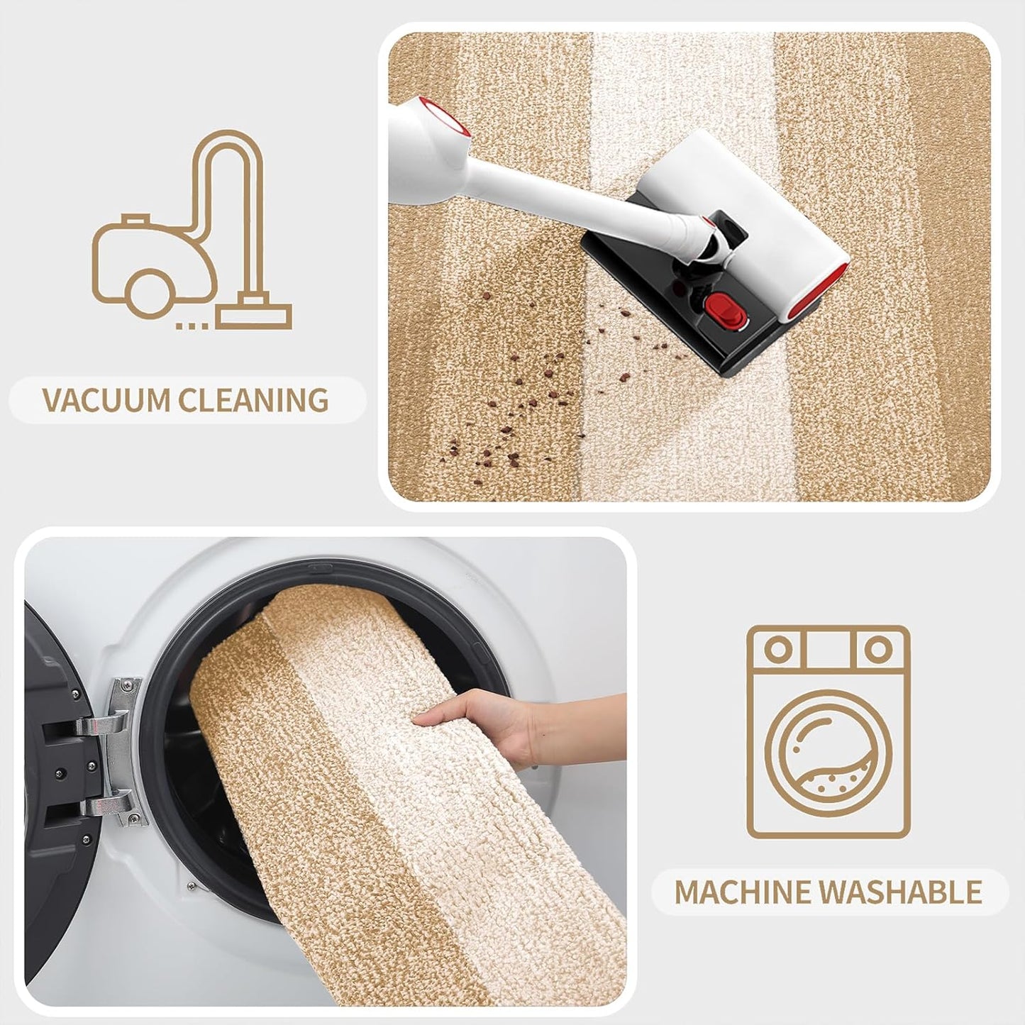 Kitinjoy Indoor Outdoor Door Mat, 32x20 Non-Slip Absorbent Dirt Trapper, Low-Profile Washable Inside Entrance Front Floor Mat, Sturdy Soft Entry Doormats for Entryway, Beige