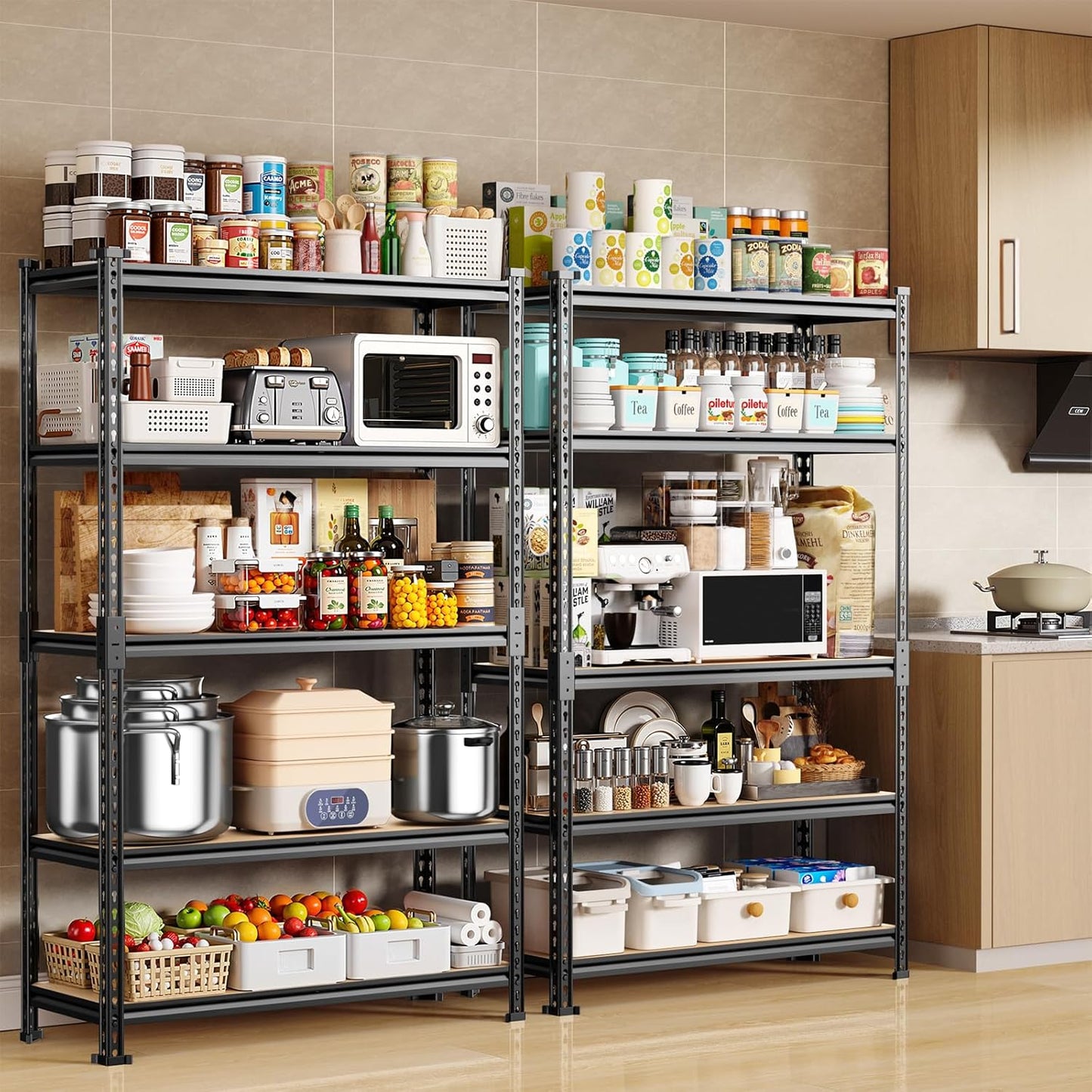 TigerParty 2050LBS Heavy Duty Garage Shelving, 5-Tier Adjustable Storage Shelves, Metal Shelving Unit and Storage Rack for Pantry, Basement, Warehouse, 72" H x 36" W x 16" D, MDF Borad