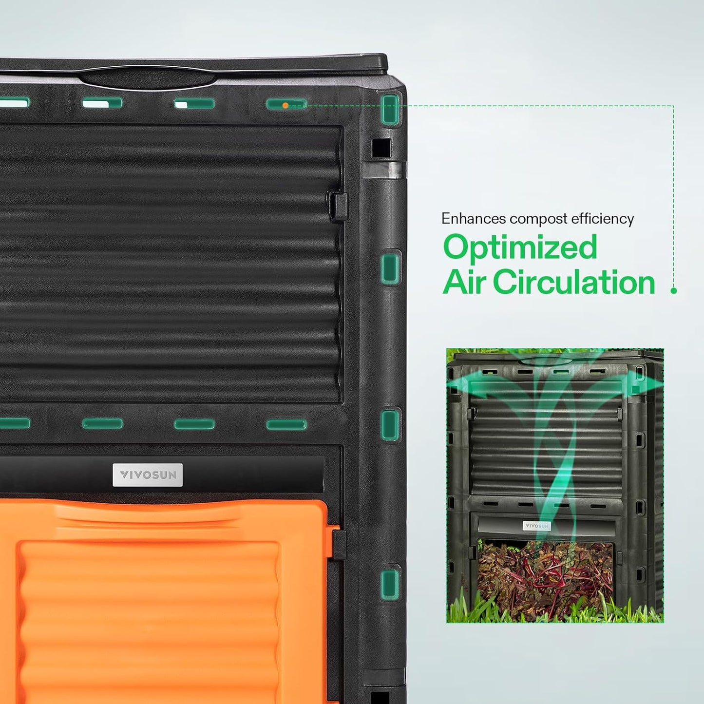 VIVOSUN Compost Bin 80Gallon (300L), Outdoor Composter W/Large Capacity & Easy Assembling, Compost Barrel for Fast Creation of Fertile Soil