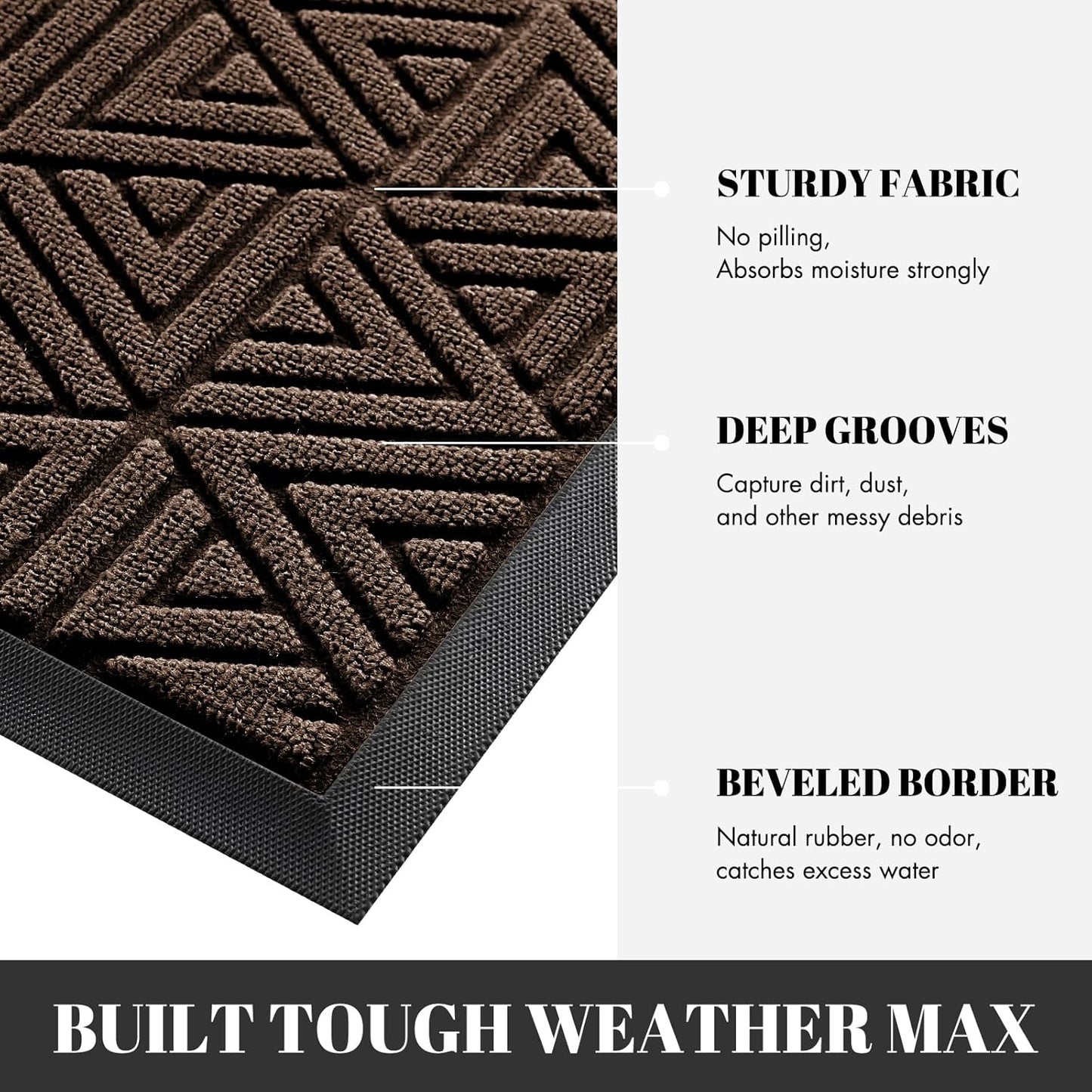 Yimobra Outdoor Mats for Front Door 29.5x17, All-Weather Waterproof Non-Slip Outdoor Door Mat Outside Eentrance, Garage/Patio Entryway Indoor Doormat, Easy Clean, Brown