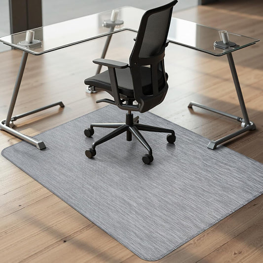 Kuyal Office Chair Mat for Hardwood Floor, 44" x58" Heavy Duty Desk Chair Mat for Office & Home, Anti Slip, Non-Curve Computer Chair Protector Mat, Light Gray