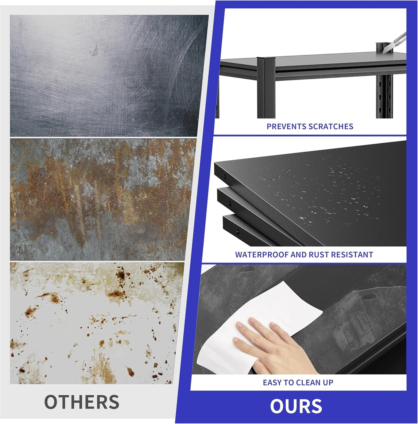 72" Heavy Duty Garage Shelving, 2 Pieces 5 Tier Adjustable Metal Shelves for Garage & Basement