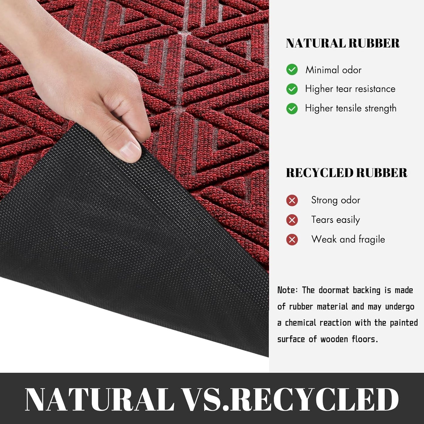 Yimobra Large Door Mat 47x24, All-Weather Waterproof Non-Slip Welcome Matt Outdoor, Heavy Duty Non Slip Doormat for Entryway for Patio and Garage Indoor, Easy Clean, Black Red