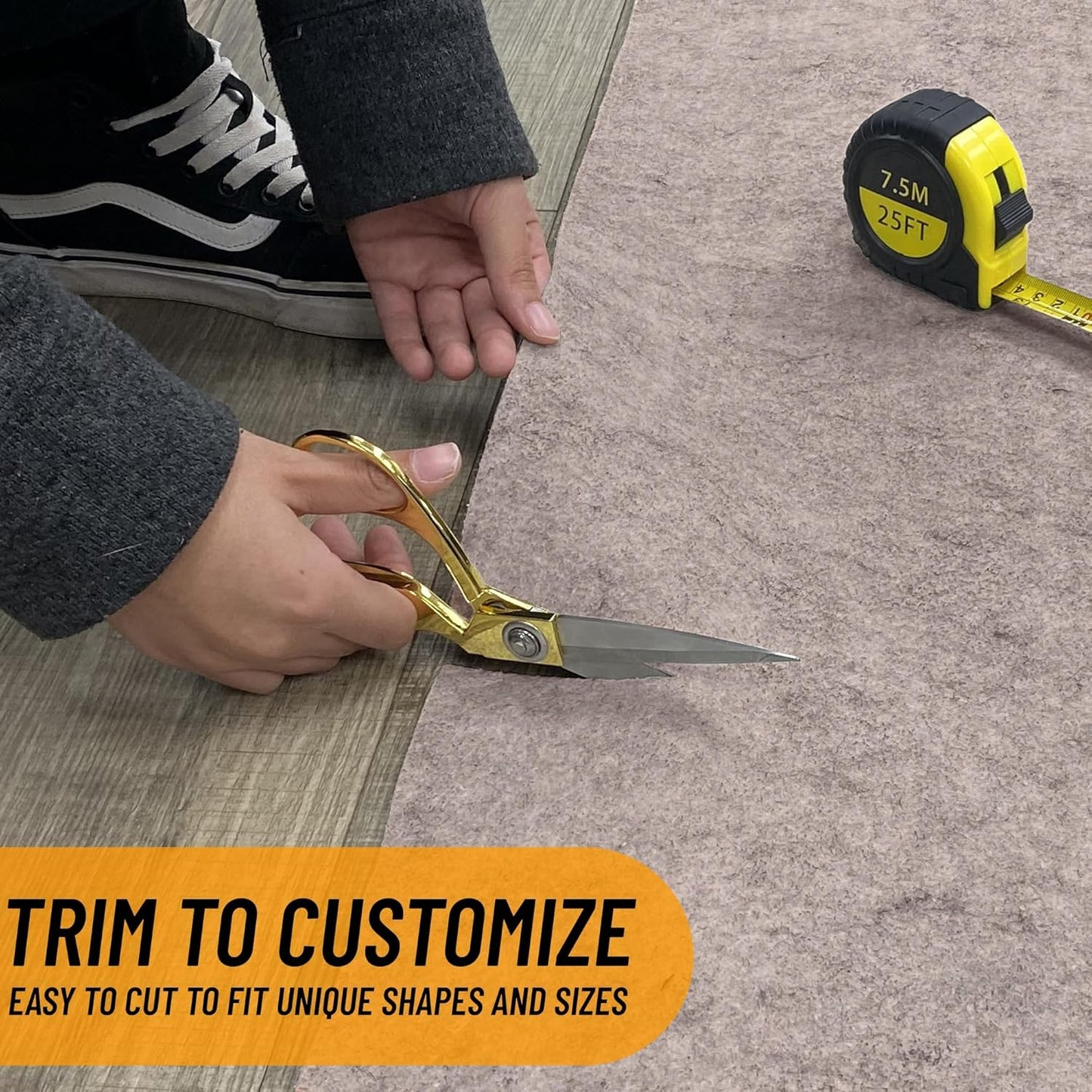 Ottomanson 8' x 10' Non-Slip Rug Pad Gripper 1/4 Inch Thick Dual Surface Felt + Rubber Gripper - Safe for All Floors, Brown