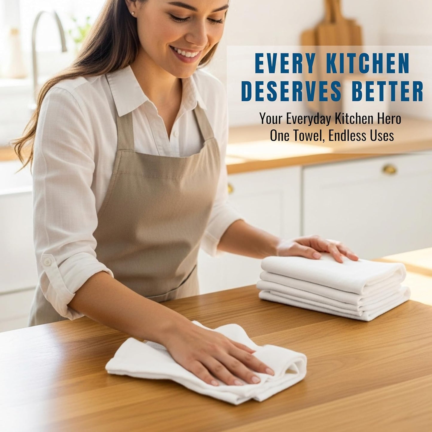 WHITEWRAP Flour Sack Towels 18x28 – 100% Cotton (Pack of 3), Reusable Kitchen Tea Towels for Baking, Crafts, Embroidery Ideas