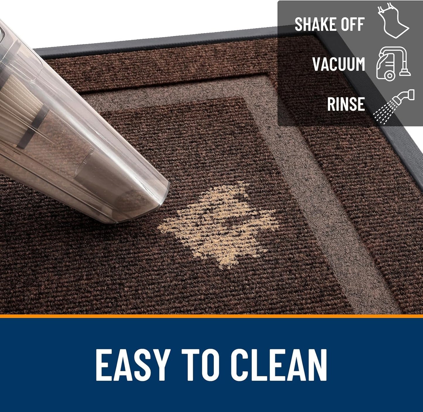 OLANLY Front Door Mat Indoor Outdoor Entrance, Waterproof All-Season, All-Weather Doormat, Sturdy Natural Rubber, Fade Resistant, Low Profile, Easy Clean Patio Porch Entryway Mat, 71x23, Dark Brown