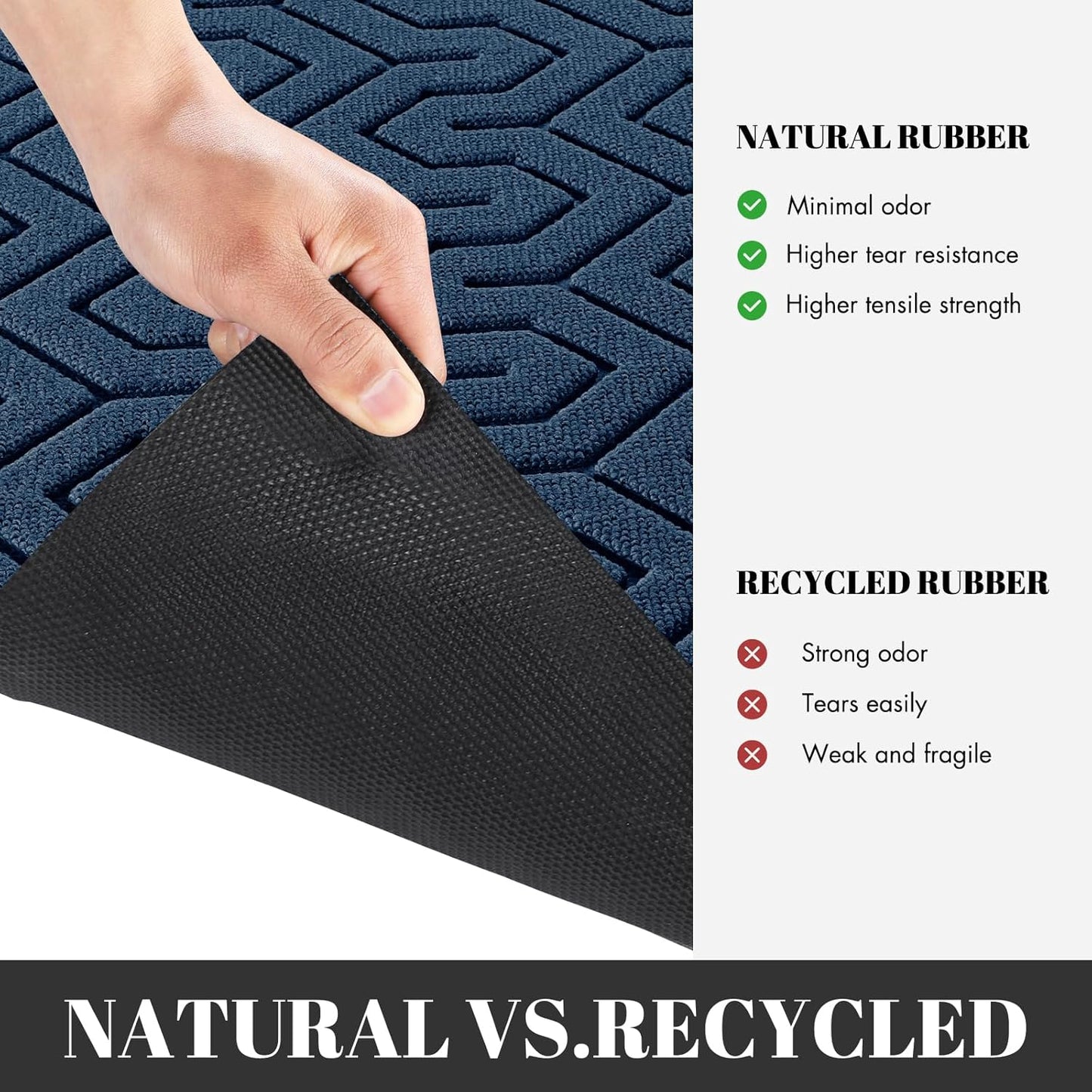 Yimobra Large Door Mat Outside Entrance 47x24, Waterproof Heavy Duty Outdoor Mats for Front Door, Non Slip Rubber Entry Mat for Garage Patio, Easy Clean, Blue