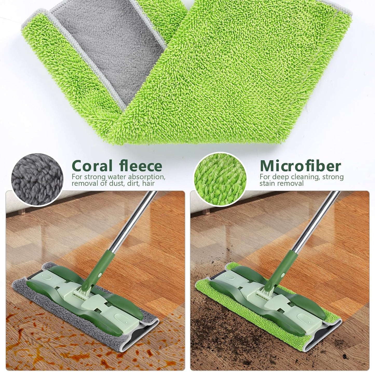 Microfiber Mops for Floor Cleaning,Masthome Professional Floor Mops with Washable Pads 4pcs,Wet Dry Use Flat Mop with 59'' Long Stainless Steel Handle,dust mop for Hardwood Floors Suitable Office Home