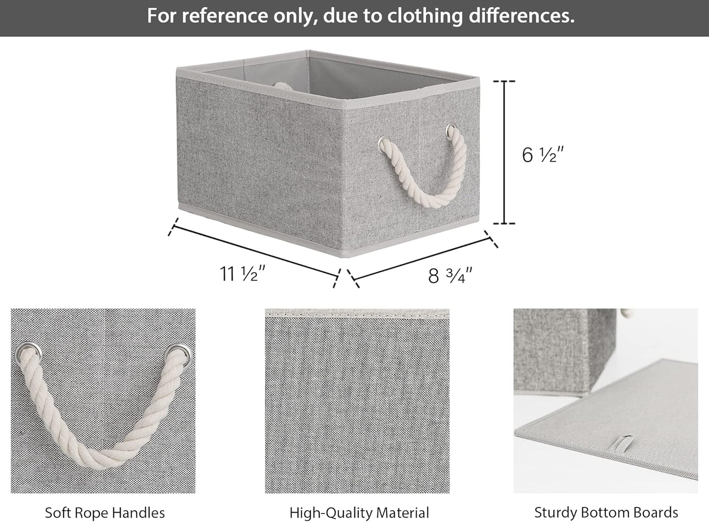StorageWorks Storage Baskets for Shelves, Foldable Fabric Closet Storage Bins with Handles, Fabric Storage Bins Clothes Organizer, Gray, 3-Pack, Small