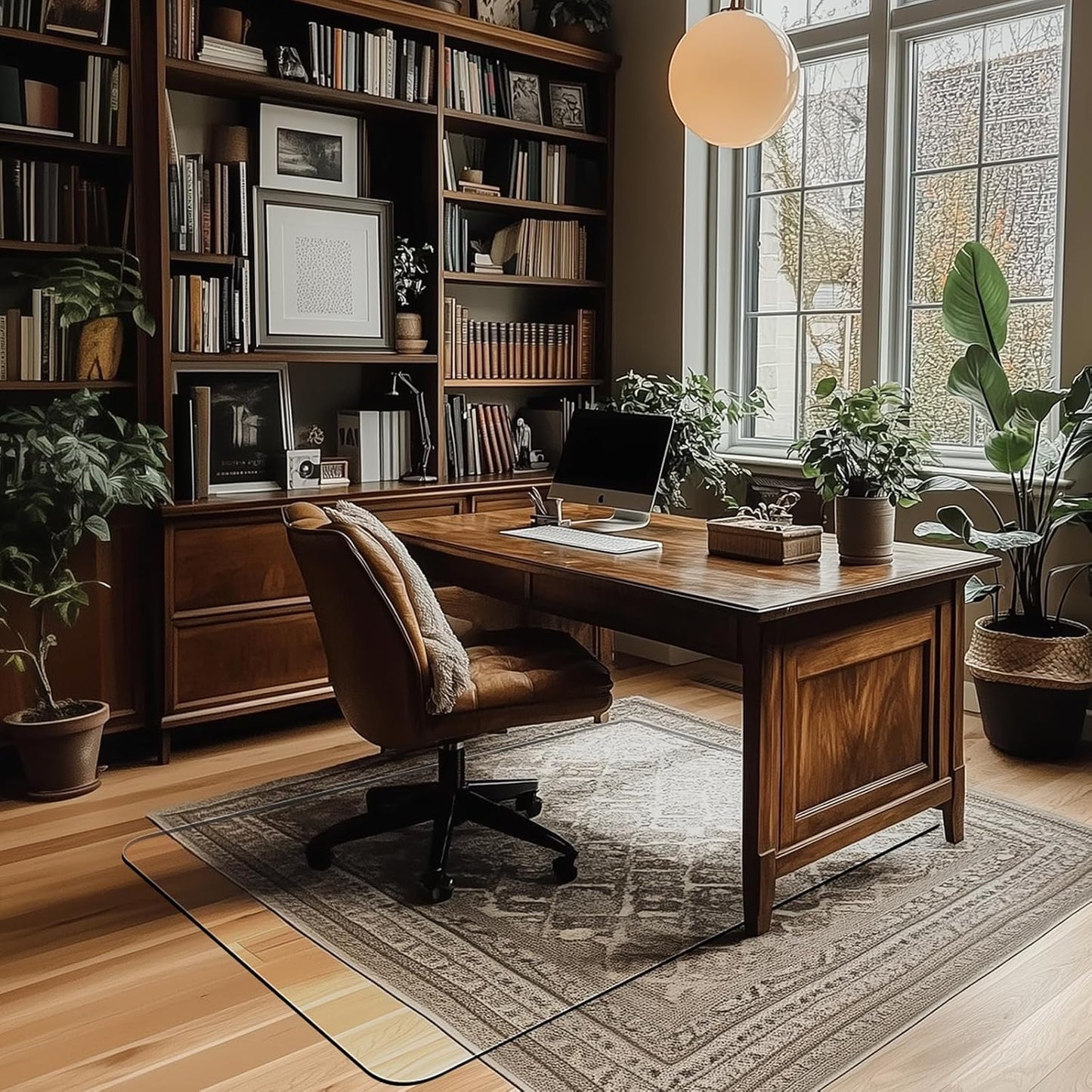 Office Chair Mat for Carpet & Hardwood, Upgraded 29" x 42" Dual Use Tempered Glass Chair Mat for Chair and Footrest Under Desk