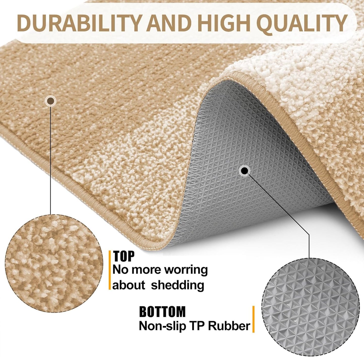 Kitinjoy Indoor Outdoor Door Mat, 30x17 Non-Slip Absorbent Dirt Trapper, Low-Profile Washable Inside Entrance Front Floor Mat, Sturdy Soft Entry Doormats for Entryway, Beige