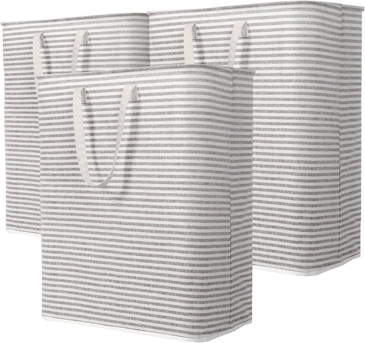 Lifewit 3 Pack Laundry Hamper Large Collapsible Laundry Baskets, Freestanding Waterproof Clothes Hamper with Easy Carry Handles in Laundry Room Bedroom Bathroom College Dorm for Adults, Gray, 3 x 125L